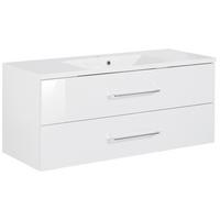Waschbecken Mit Unterschrank Clever B: 120 Cm Weiß - Weiß, MODERN, Holzwerkstoff/Kunststoff (120cm) - MID.YOU