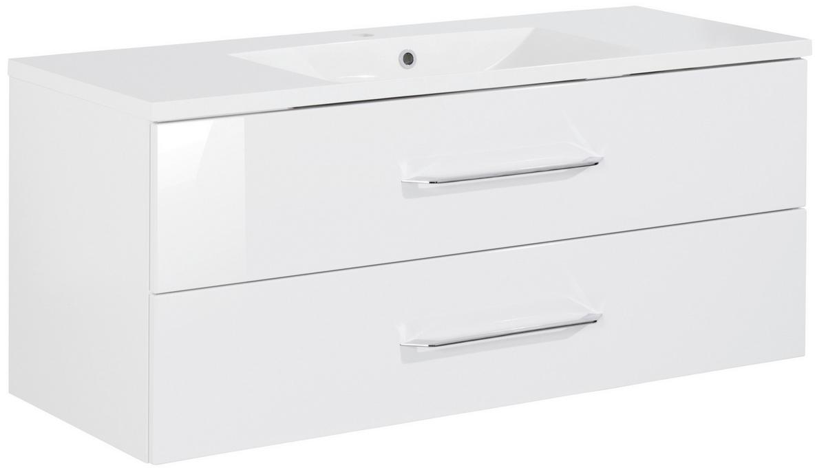 Waschbecken Mit Unterschrank Clever B: 120 Cm Weiß - Weiß, MODERN, Holzwerkstoff/Kunststoff (120cm) - MID.YOU