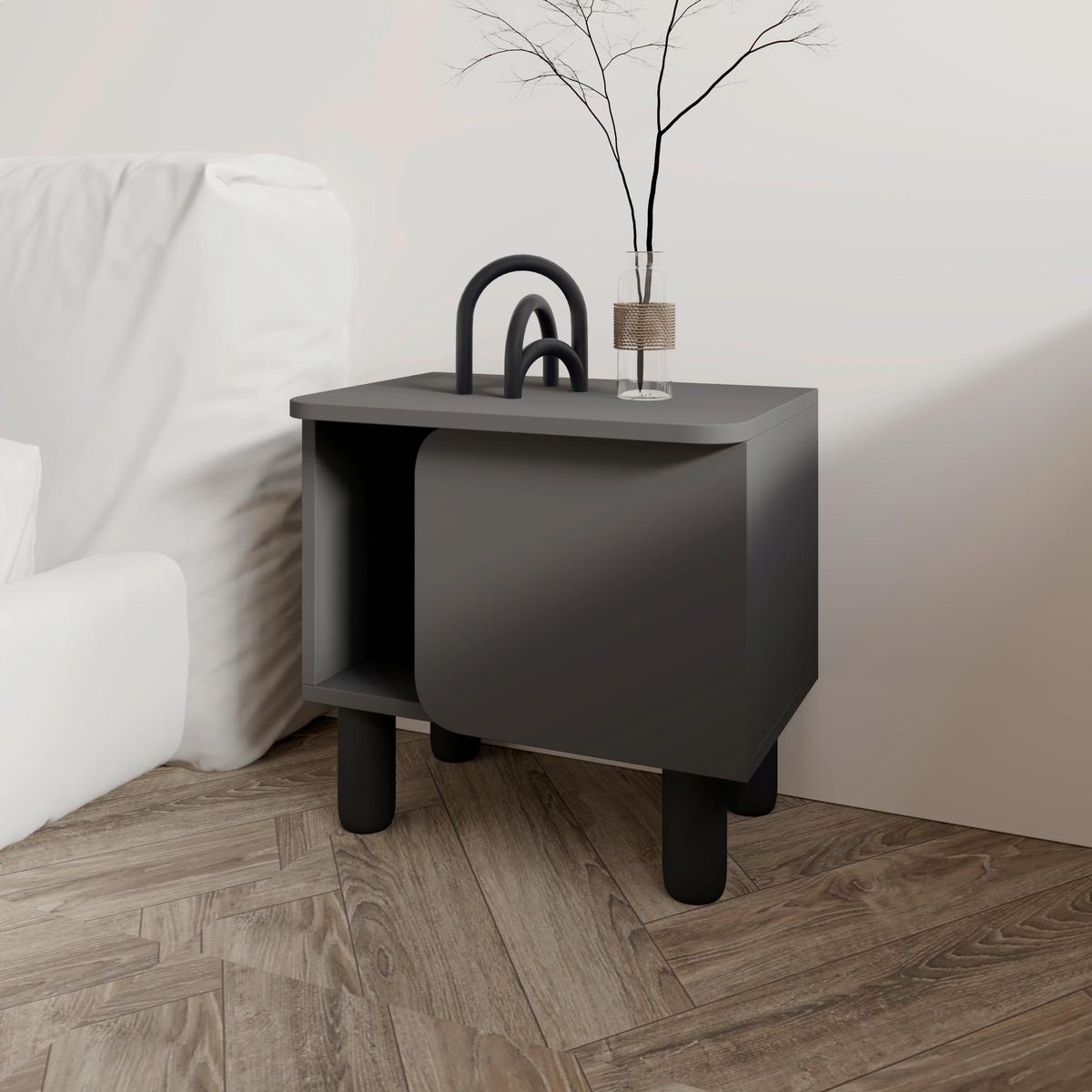 NACHTTISCH River Anthrazit B: 50cm - Anthrazit, Design, Holzwerkstoff (50/30/49cm) - Livetastic