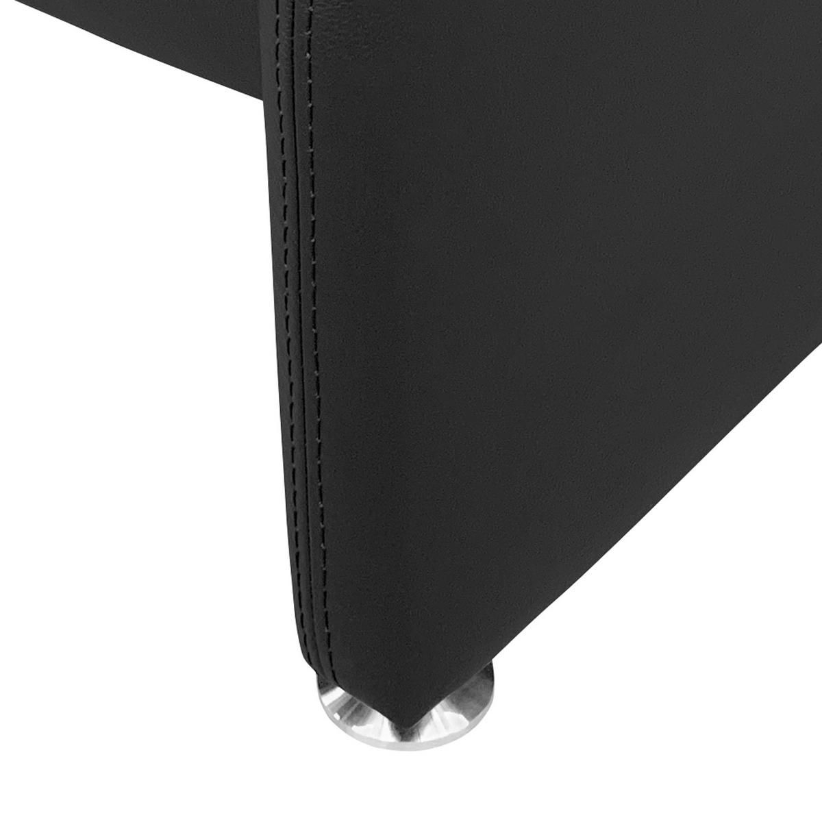 Hocker Comodo Echtleder Schwarz B: 62 cm - Silberfarben/Schwarz, Design, Leder (62/42/60cm) - Livetastic
