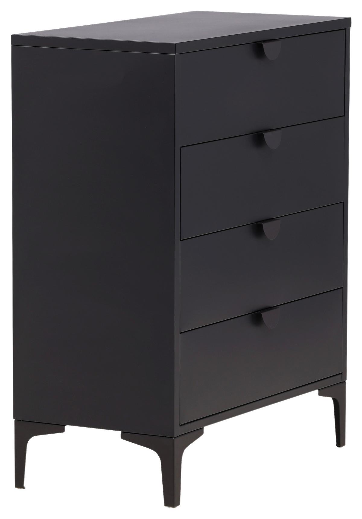 Lowboard Piring Schwarz B: 78 cm - Schwarz, Design, Metall (78/98/40cm) - Livetastic