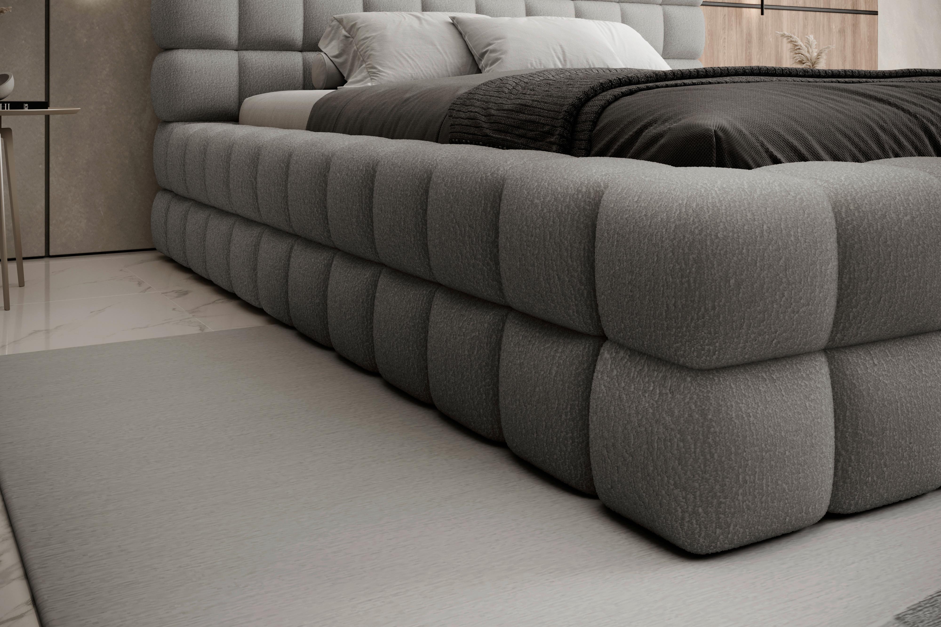 Polsterbett Dizzle Hellgrau Lf: 160x200 cm - Hellgrau/Schwarz, MODERN, Holz/Textil (160/200cm) - MID.YOU