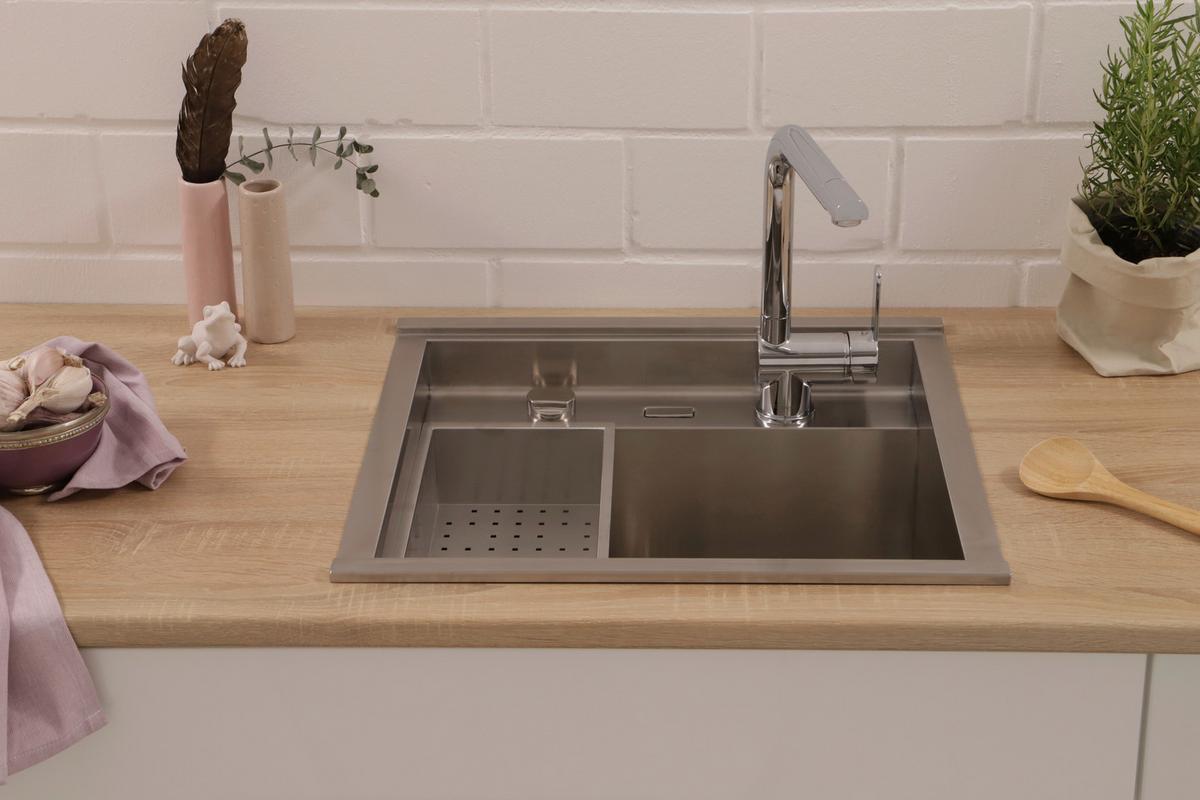 Spüle California Edelstahl 52x24,5 cm - Edelstahlfarben, Basics, Metall (52/24,5/50cm) - Respekta