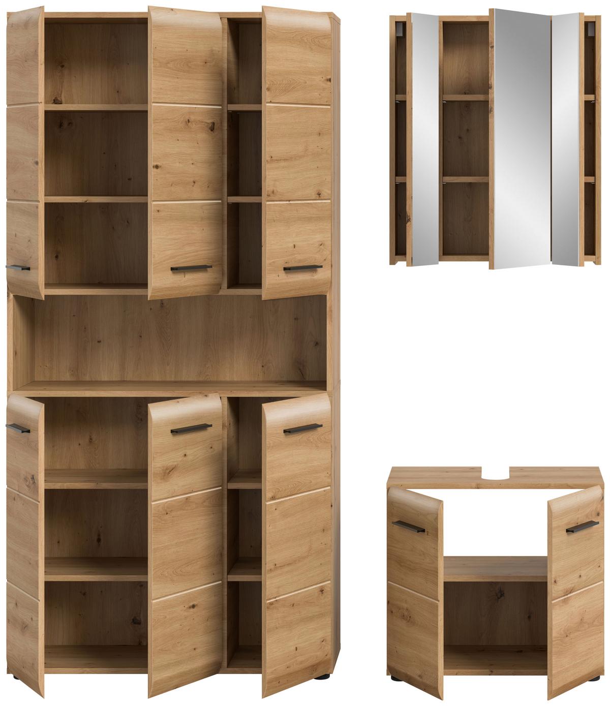 Badezimmer Ice Eiche Artisan Dekor B: 150cm - Schwarz/Eiche Artisan, Basics, Holzwerkstoff (150cm) - MID.YOU