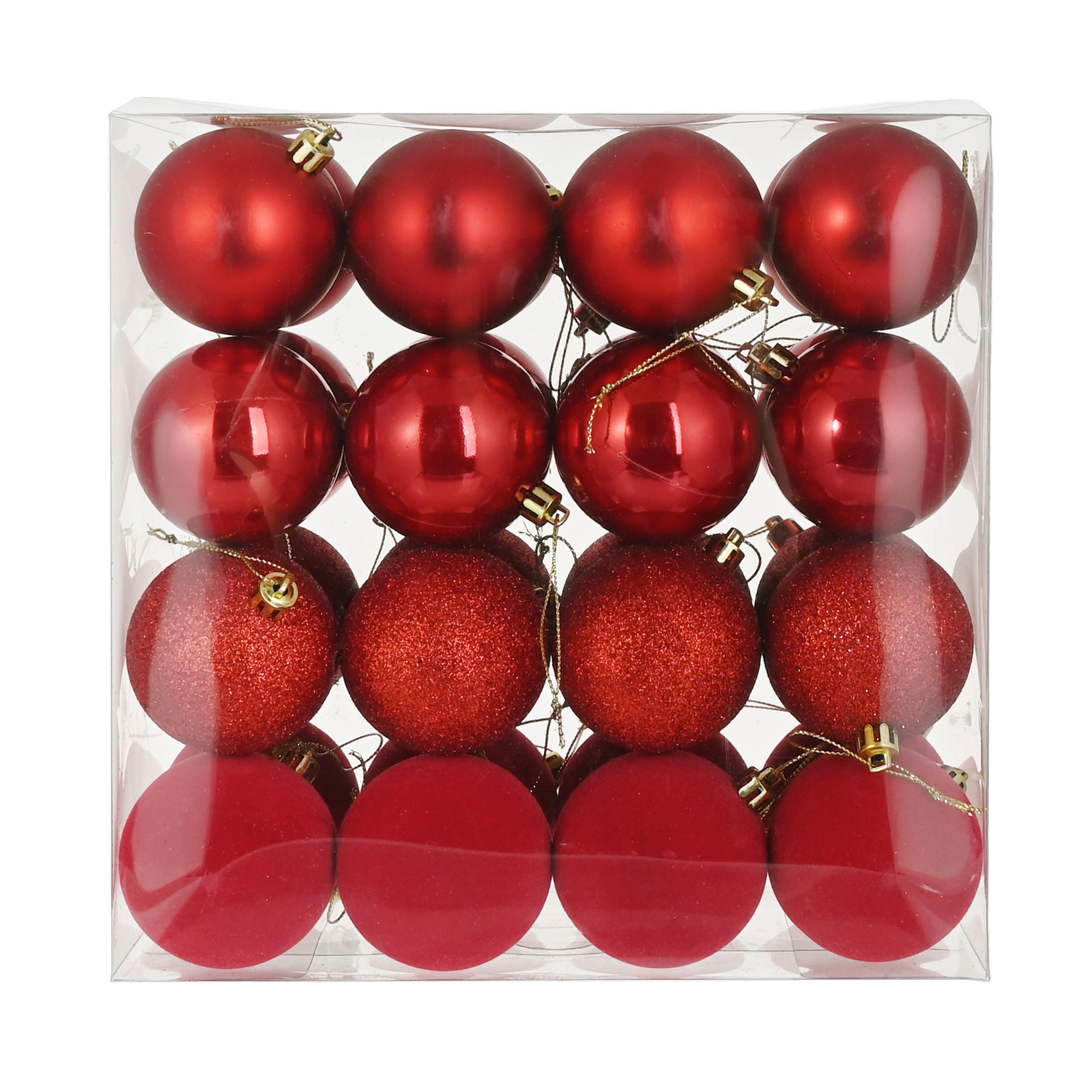 Baňka na vánoční stromeček 32 ks/ bal - červená, Konvenční, plast (6cm) - Mömax