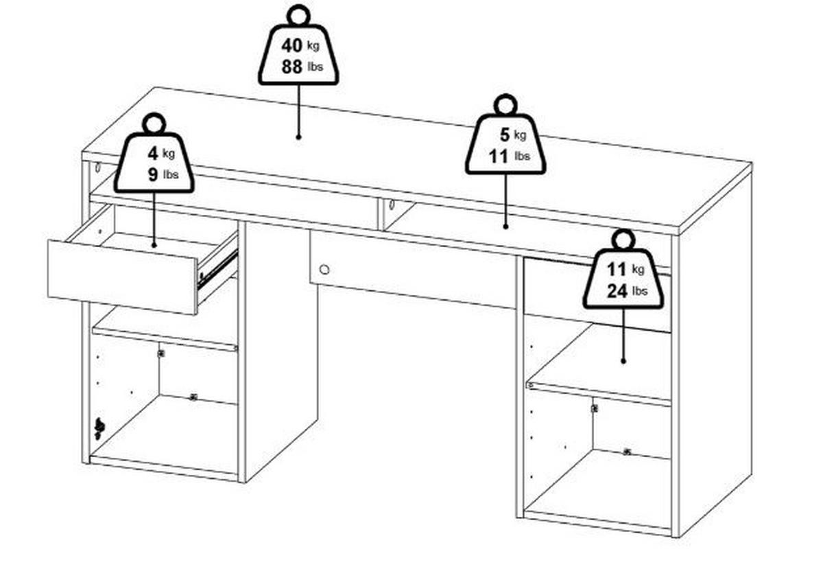 Schreibtisch Function Plus Eichefarben, L: 149 cm - Eichefarben, MODERN, Holzwerkstoff (149/48,2/156,2cm) - MID.YOU