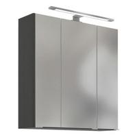 Spiegelschrank Arezzo Mit Led 3-Türig Bxhxt: 60x64x20 Cm - Graphitfarben, Basics, Glas/Holzwerkstoff (60/64/20cm) - Held