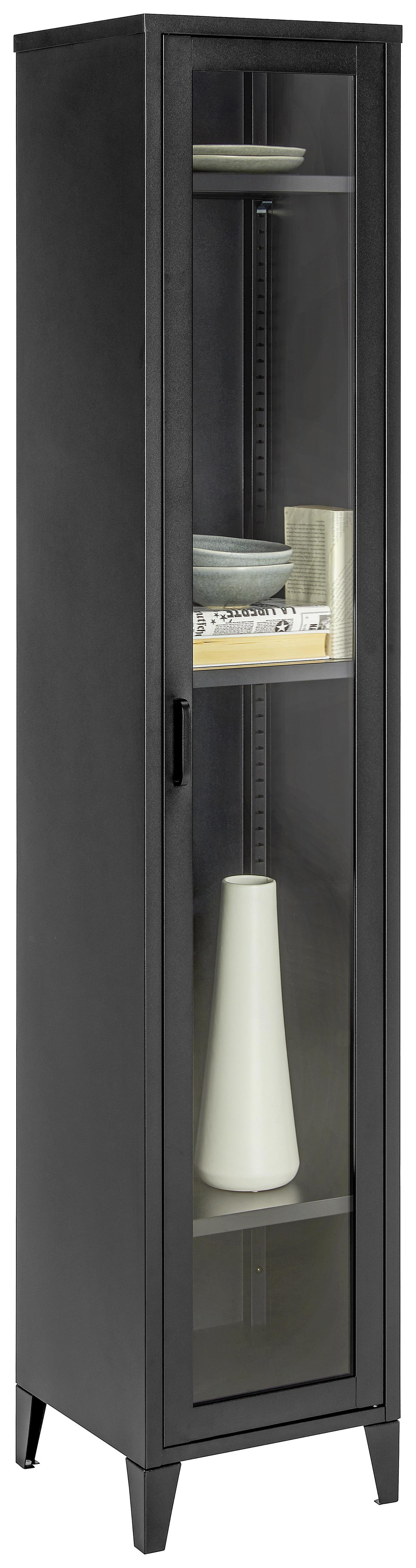 VITRÍNA KEA - černá/čiré, Moderní, kov/sklo (35/180/35cm) - Mömax