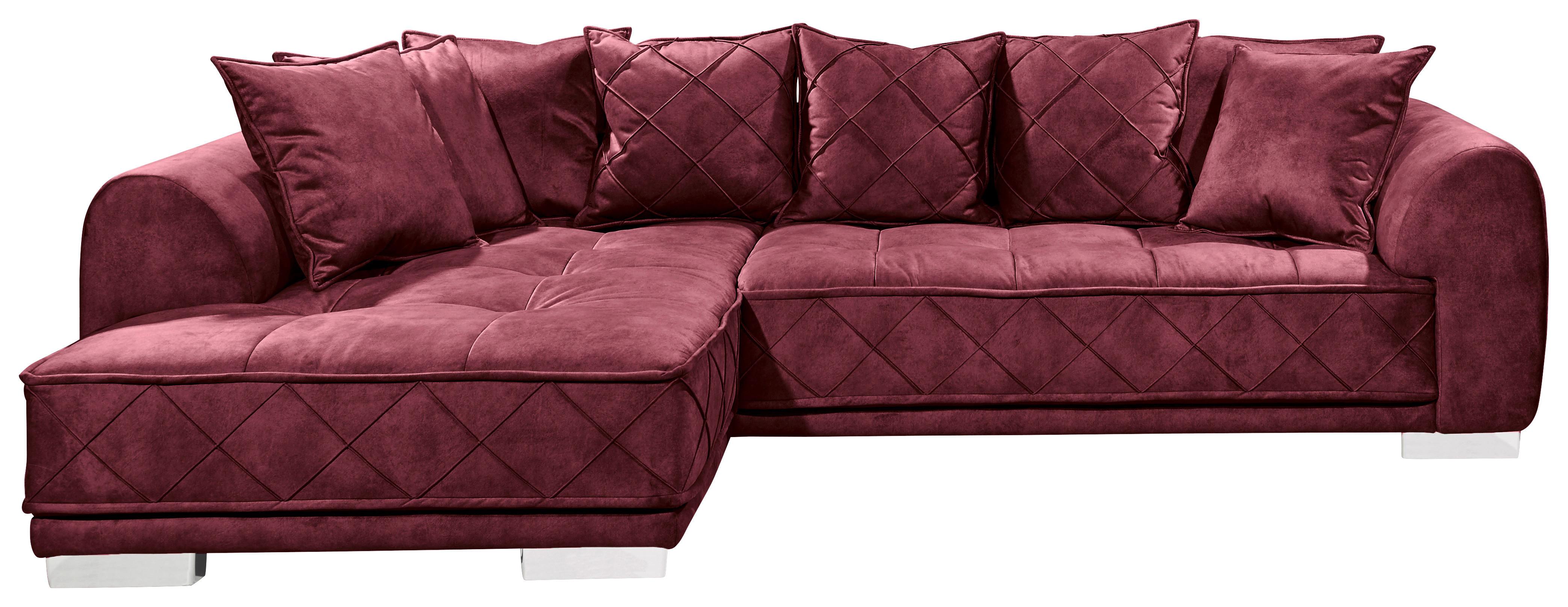 Ecksofa mit flexibler Ottomane Sentina, Mikrofaser - Bordeaux/Silberfarben, Basics, Textil (319/194cm) - MID.YOU