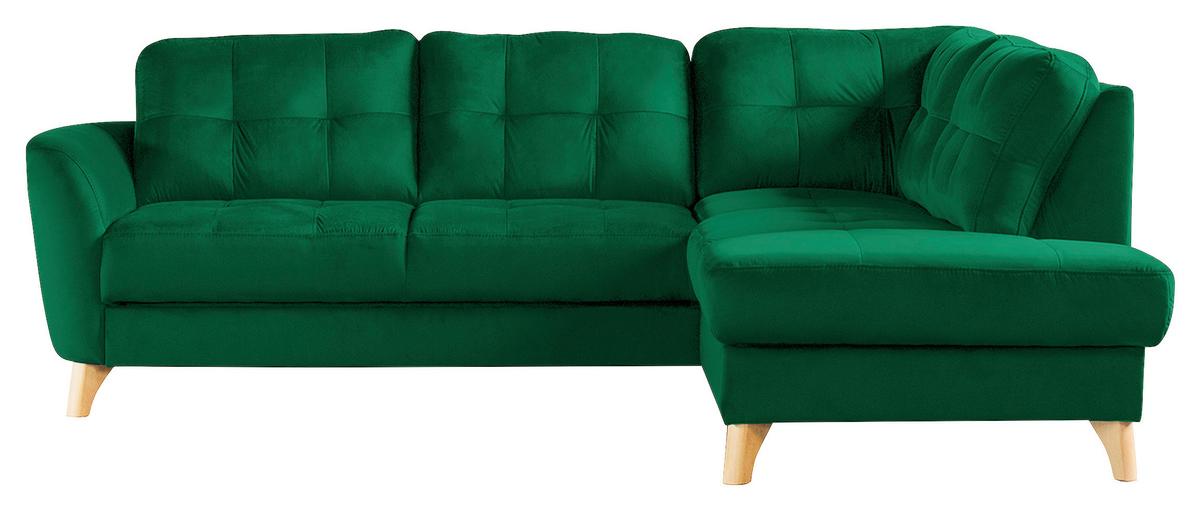 Ecksofa Nordic Dunkelgrün S: 236x190 cm - Dunkelgrün/Buchefarben, Design, Textil (236/190cm) - Livetastic