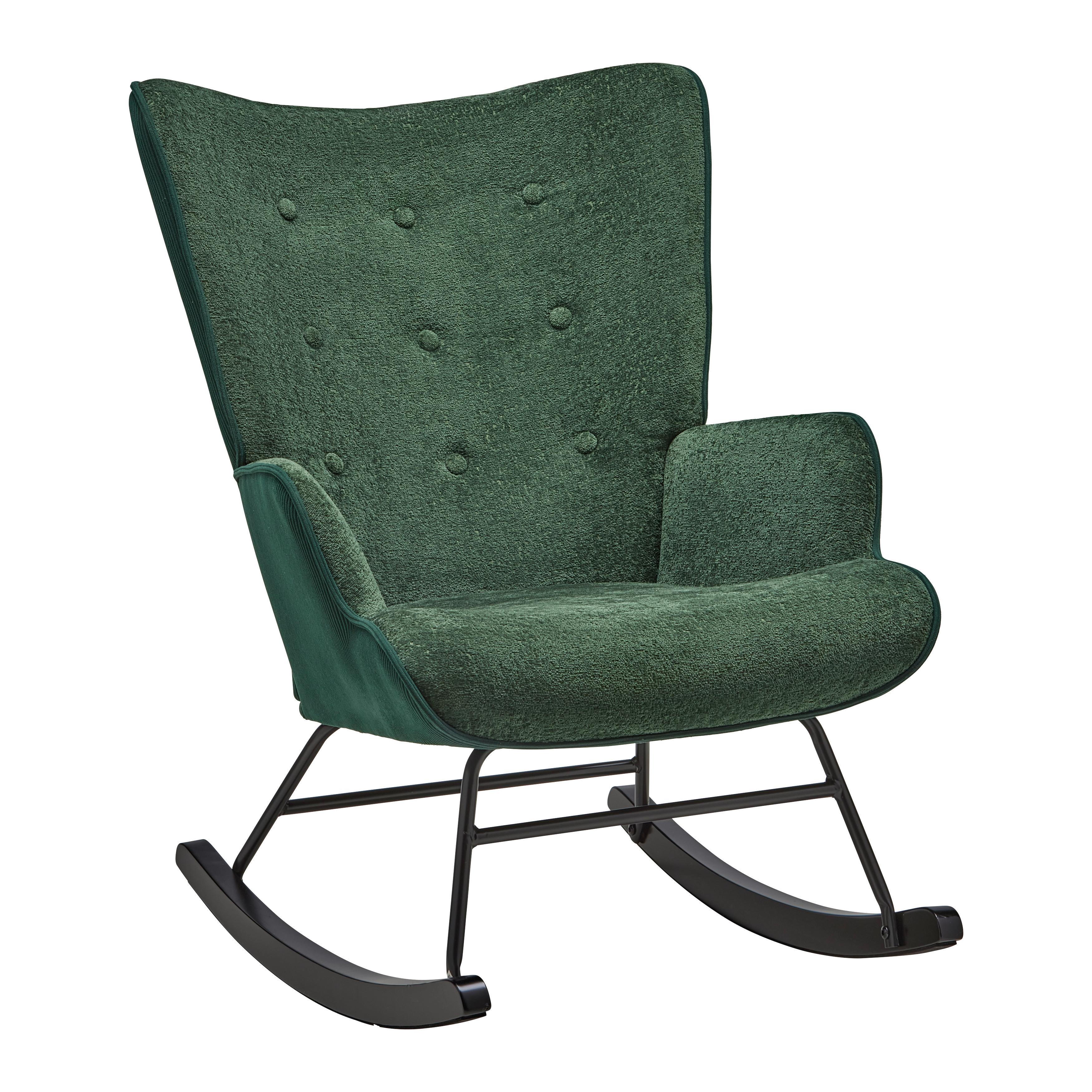 Houpací židle ROCK - černá/zelená, Moderní, kov/dřevo (66/90/77cm) - Mömax