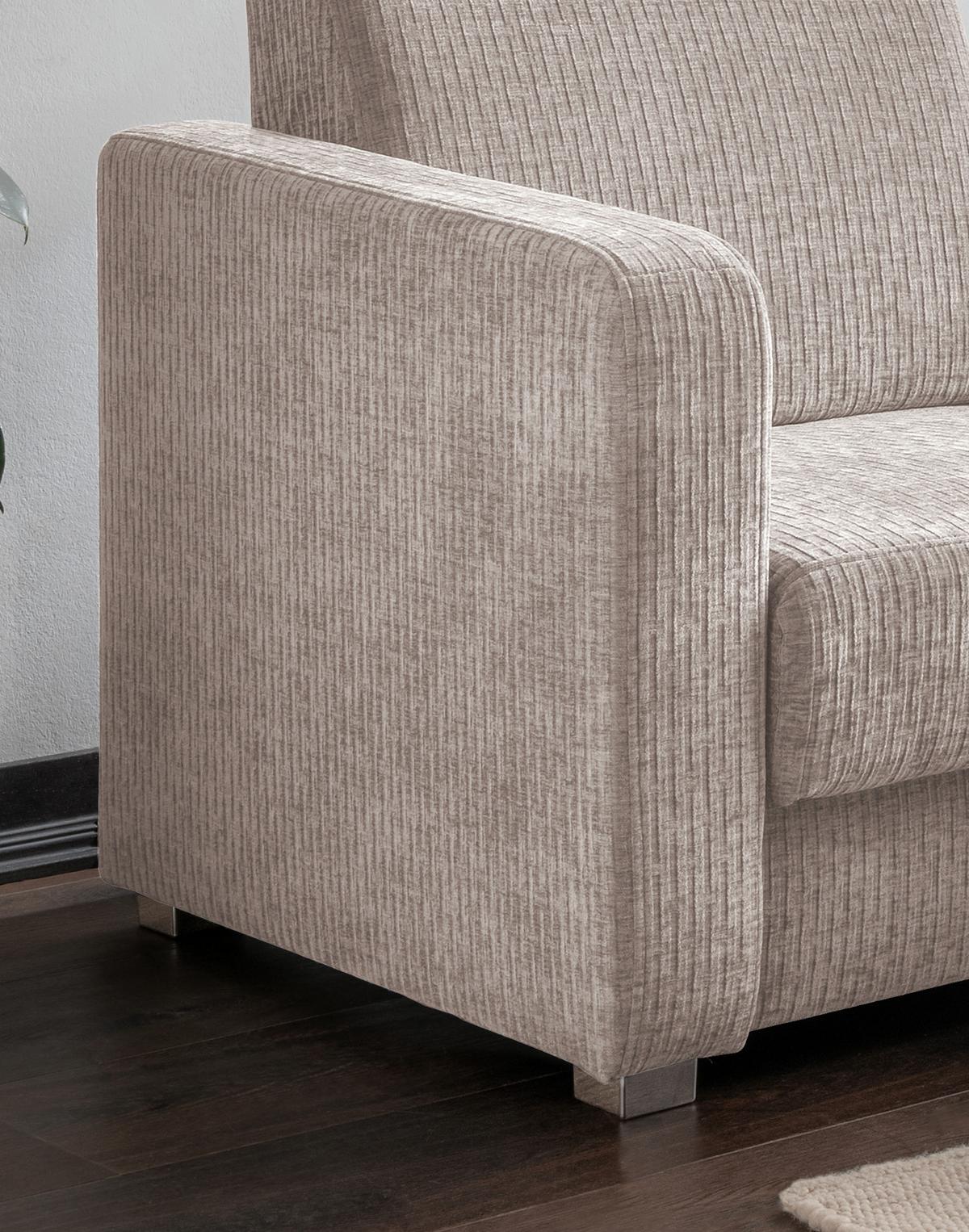 Schlafsofa Mia Mikrofaser Beige, B: 159 cm - Chromfarben/Beige, Basics, Textil (159/88/87cm) - Livetastic