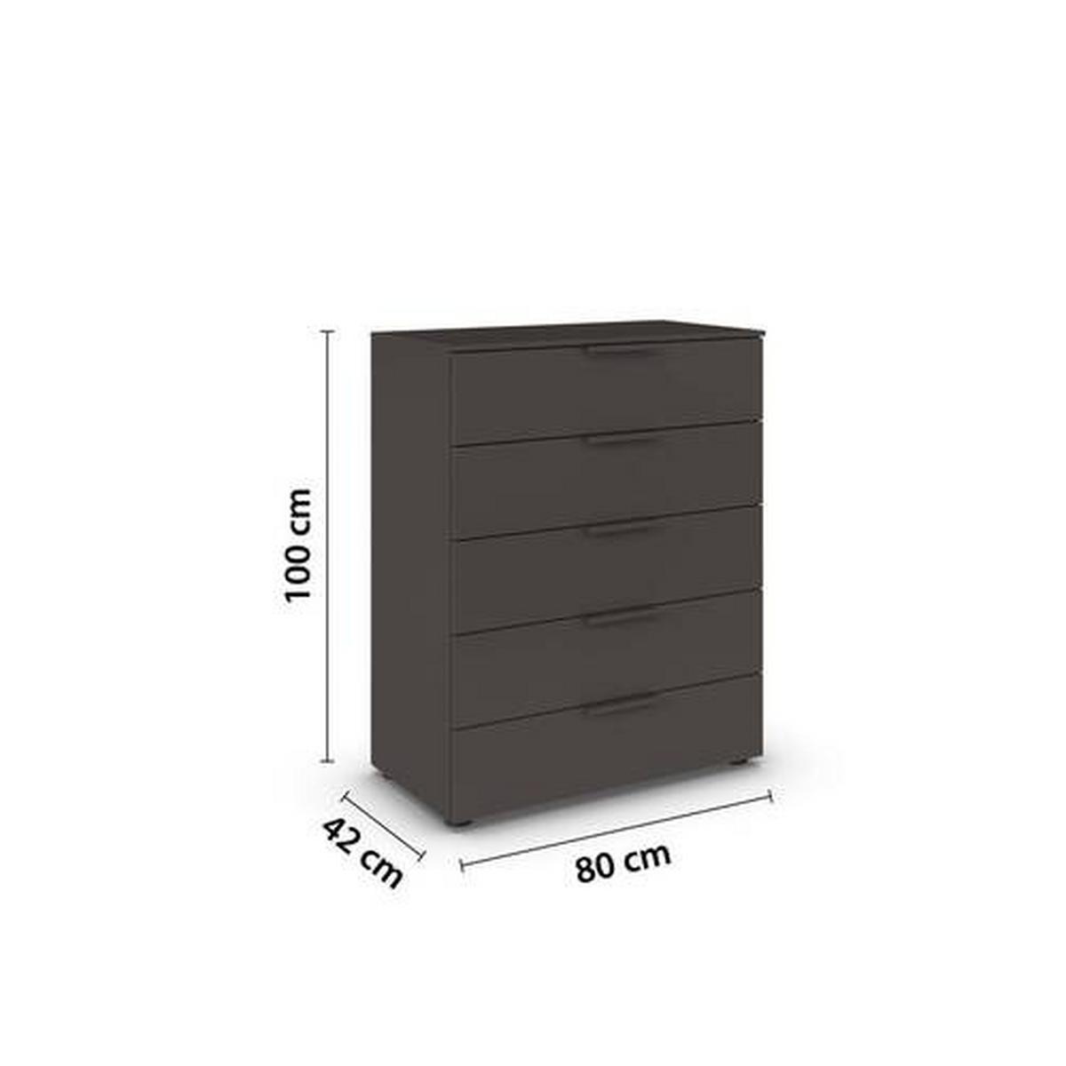 Kommode 80 Cm Flipp Graphitfarben - Schwarz/Graphitfarben, MODERN, Holzwerkstoff (80/100/42cm) - Rauch Möbel