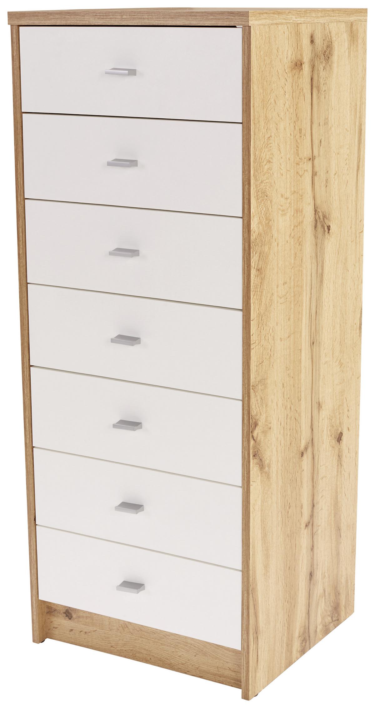 KOMODA 4-YOU NEW YUK11 - bílá/barvy dubu, Moderní, kompozitní dřevo/plast (50/111,4/34,6cm)