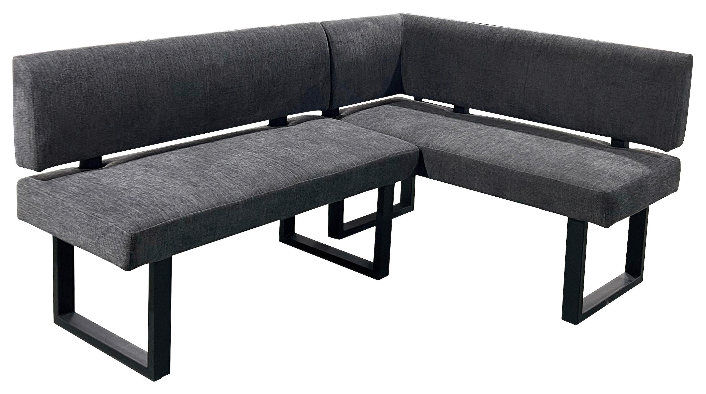 Eckbank Vancouver Grau, Schwarz 181x125 Cm - Anthrazit/Schwarz, Design, Textil/Metall (181,5/125cm) - MID.YOU