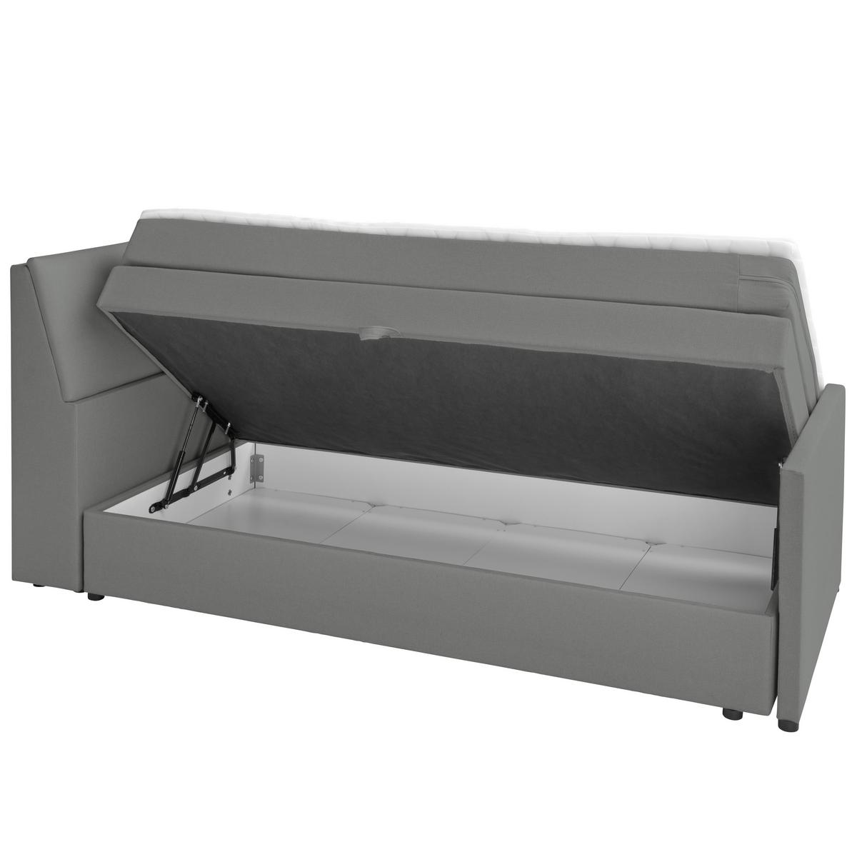 Boxspringbett Mit Bettkasten Nida 120x200 Cm Grau - Schwarz/Grau, MODERN, Holz/Textil (120/200cm) - MID.YOU