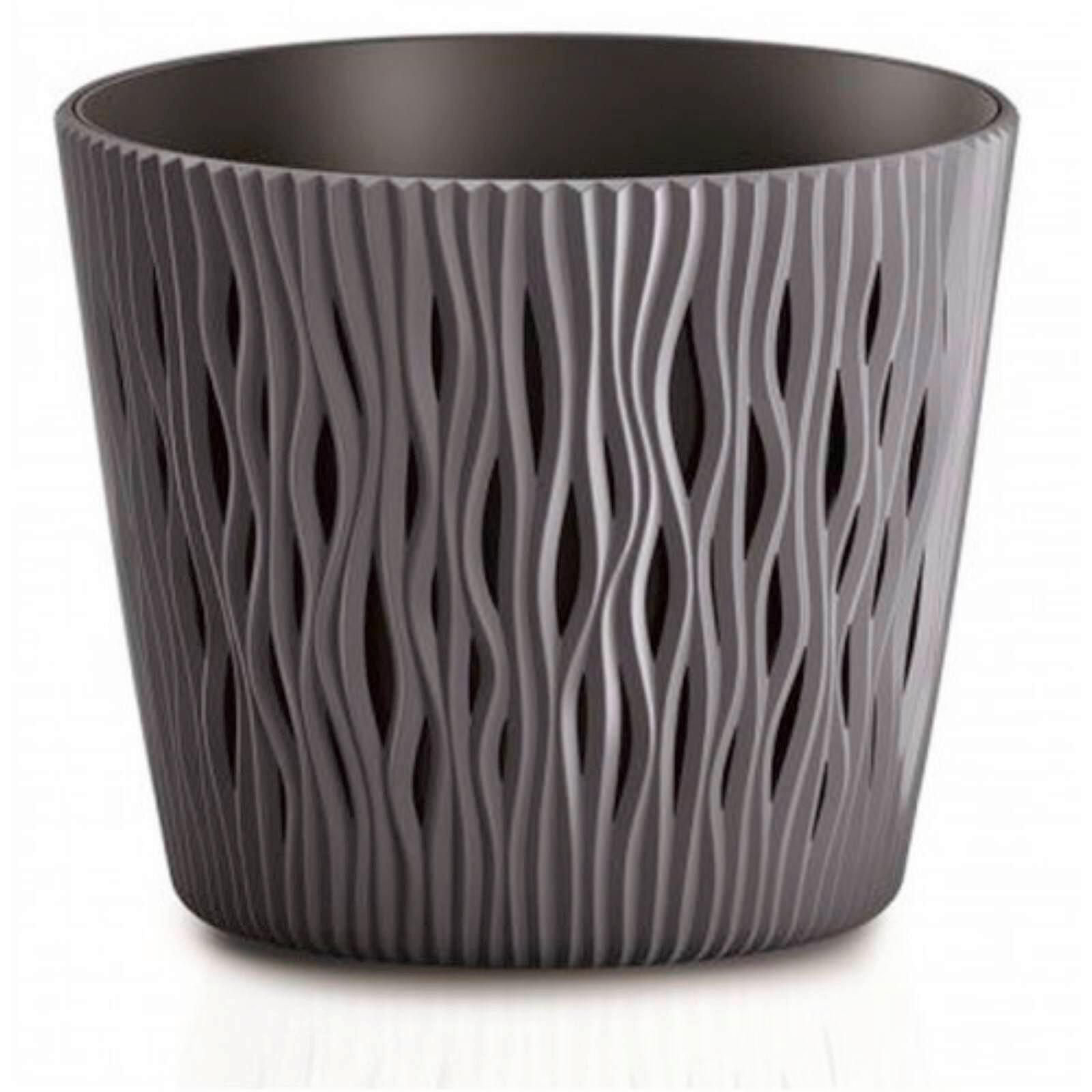 Kaspó Sandy 19cm - antracit, műanyag (19cm)