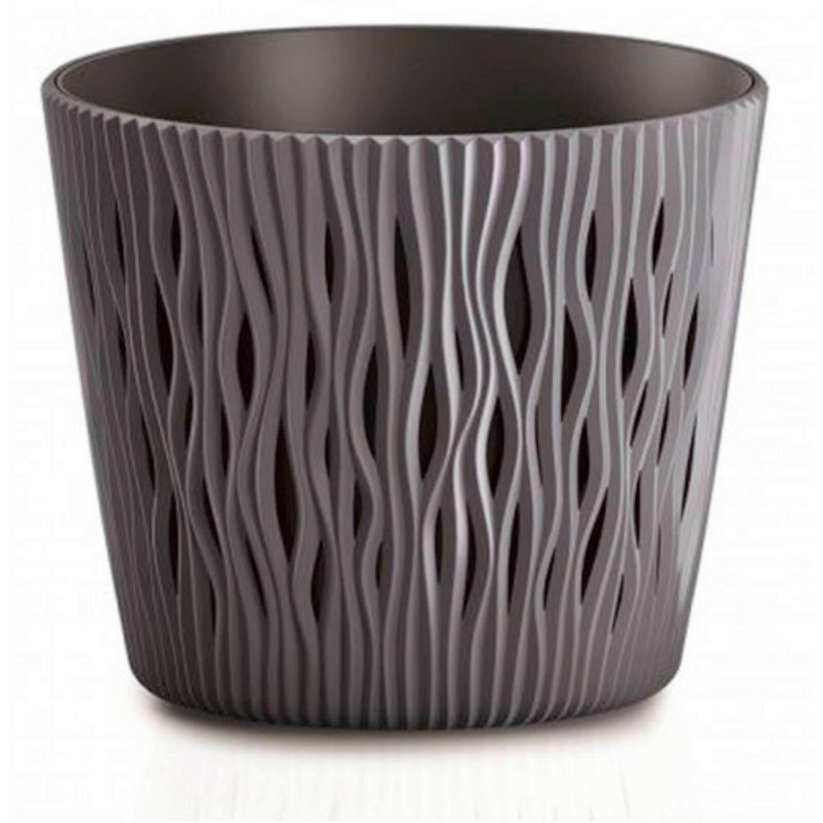 Kaspó Sandy 19cm - antracit, műanyag (19cm)