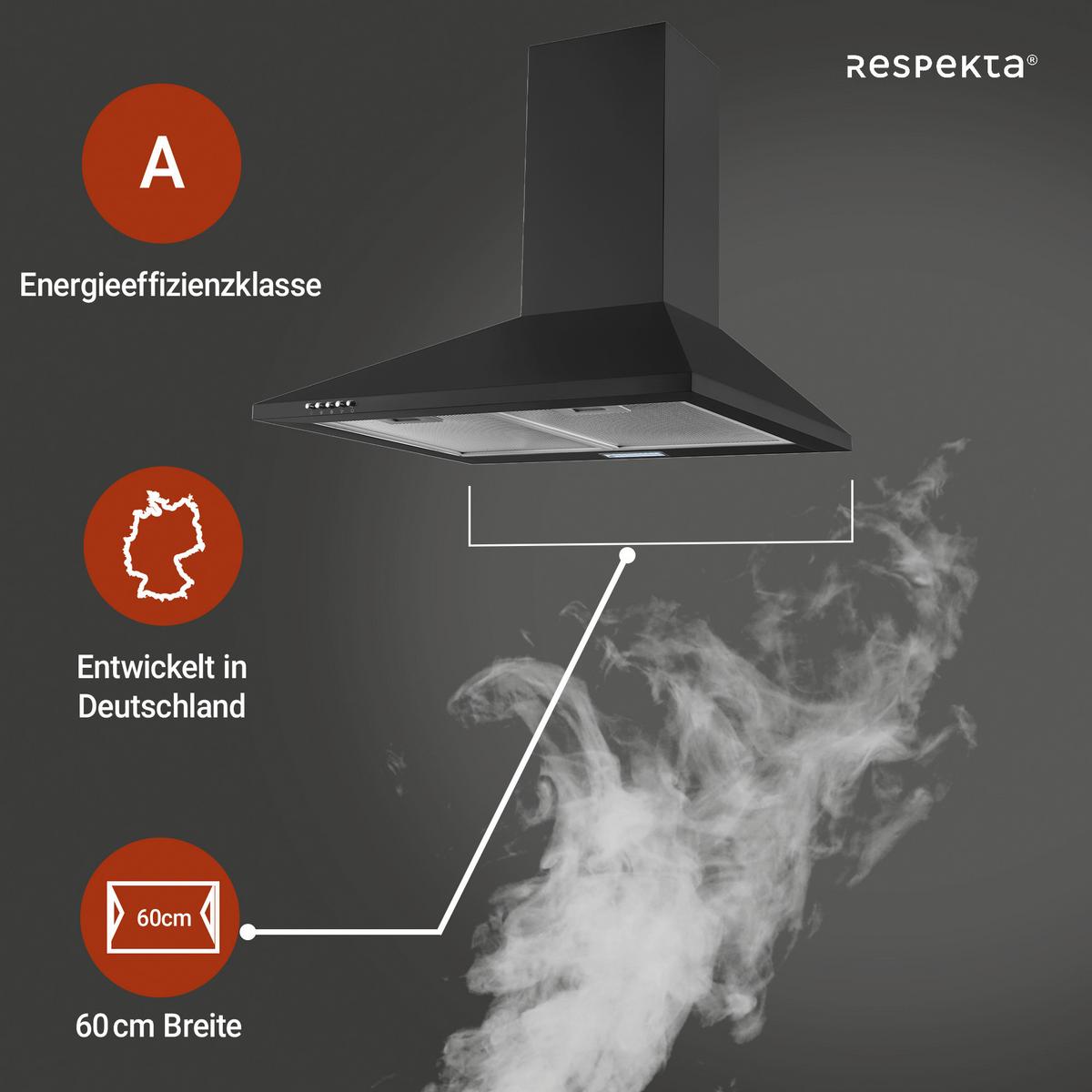 Dunstabzugshaube Karena Schwarz B: 60 Cm, Led - Schwarz, Trend, Metall (60/58-96/47,5cm) - Respekta