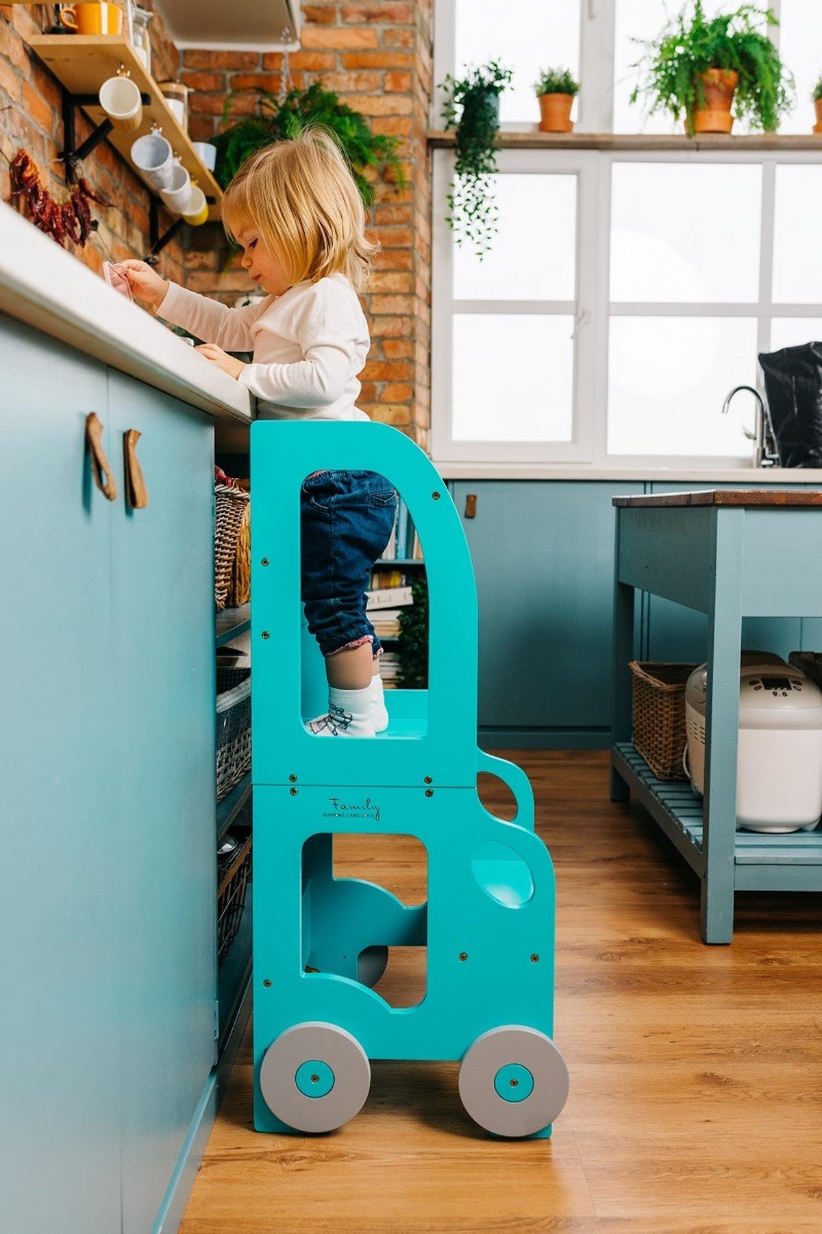 Kombihochstuhl Car Step Stool Blau - Blau, Basics, Holz (38/90/40cm)