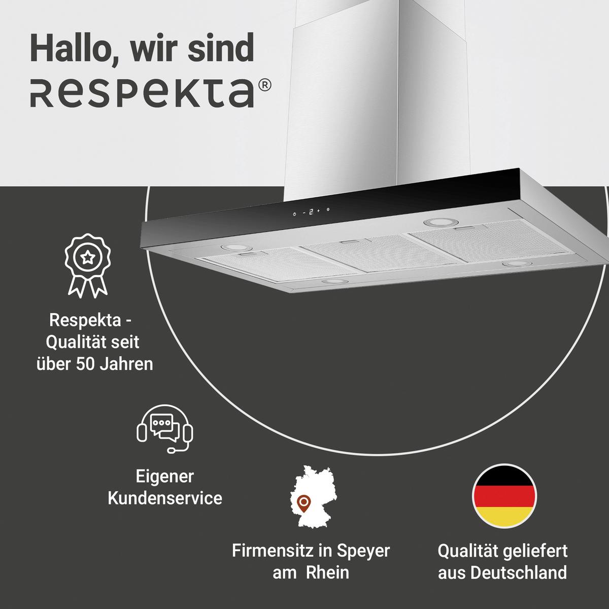DUNSTABZUGSHAUBE Edelstahlfarben B: 89,5cm - Edelstahlfarben, Trend, Glas/Metall (89,5/65/60cm) - Respekta