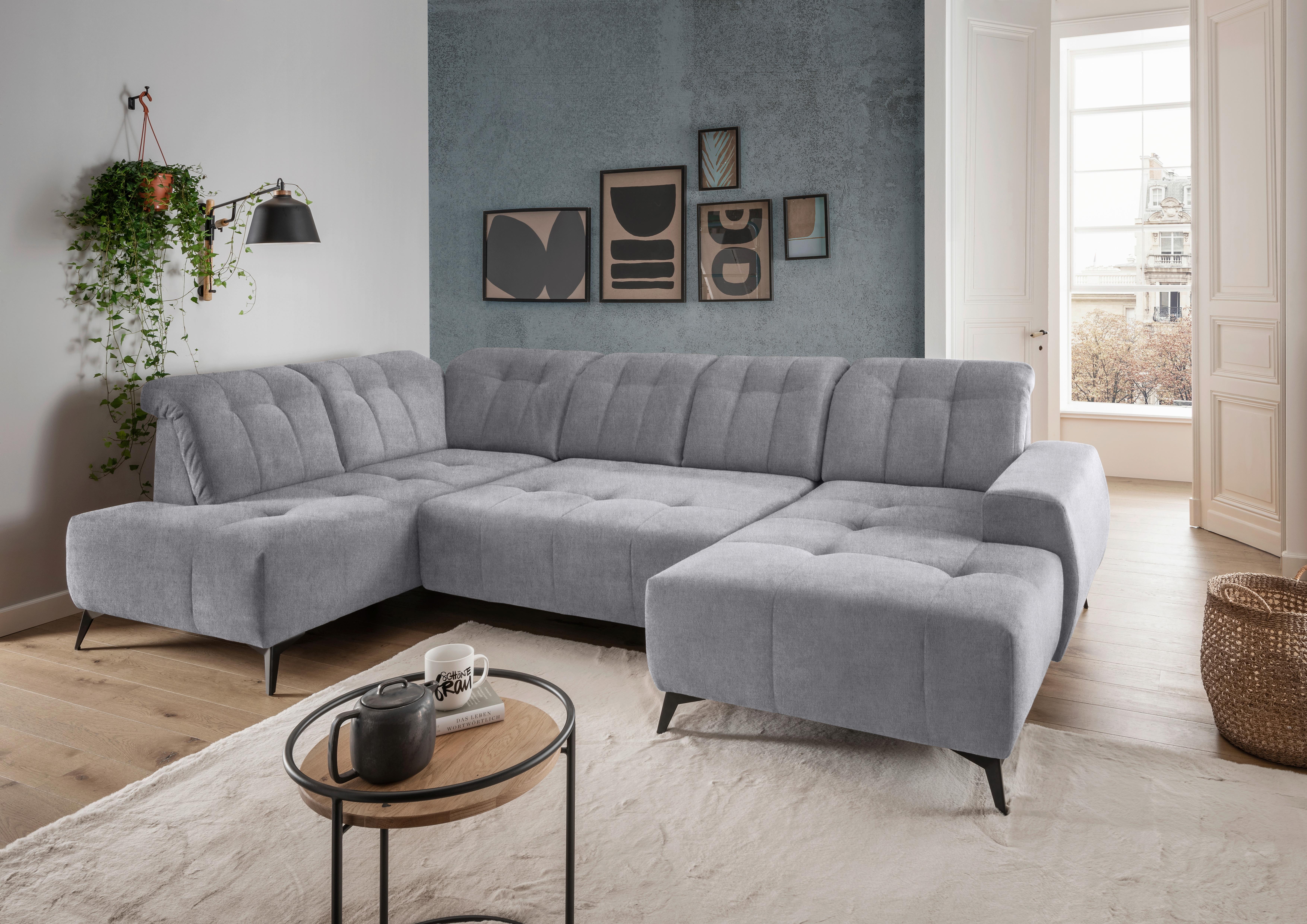 Ecksofa, Sitzvorzug Elektrisch Sano, Hellgrau, 200x337x180 cm - Hellgrau/Schwarz, MODERN, Textil (200/337/180cm) - Livetastic