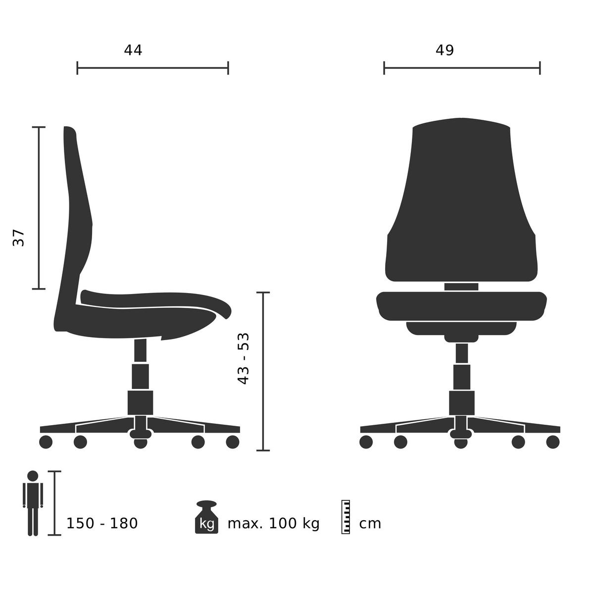 Drehstuhl Solao Ted - Chromfarben/Weiß, Basics, Kunststoff/Textil (49/77-87/55cm) - MID.YOU