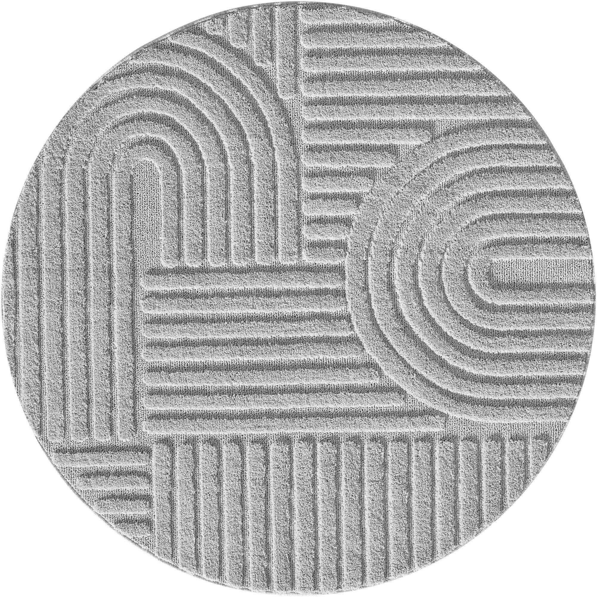 Hochflorteppich Rund Silber Art D: 80 cm - Silberfarben, Basics, Textil (80cm) - Novel