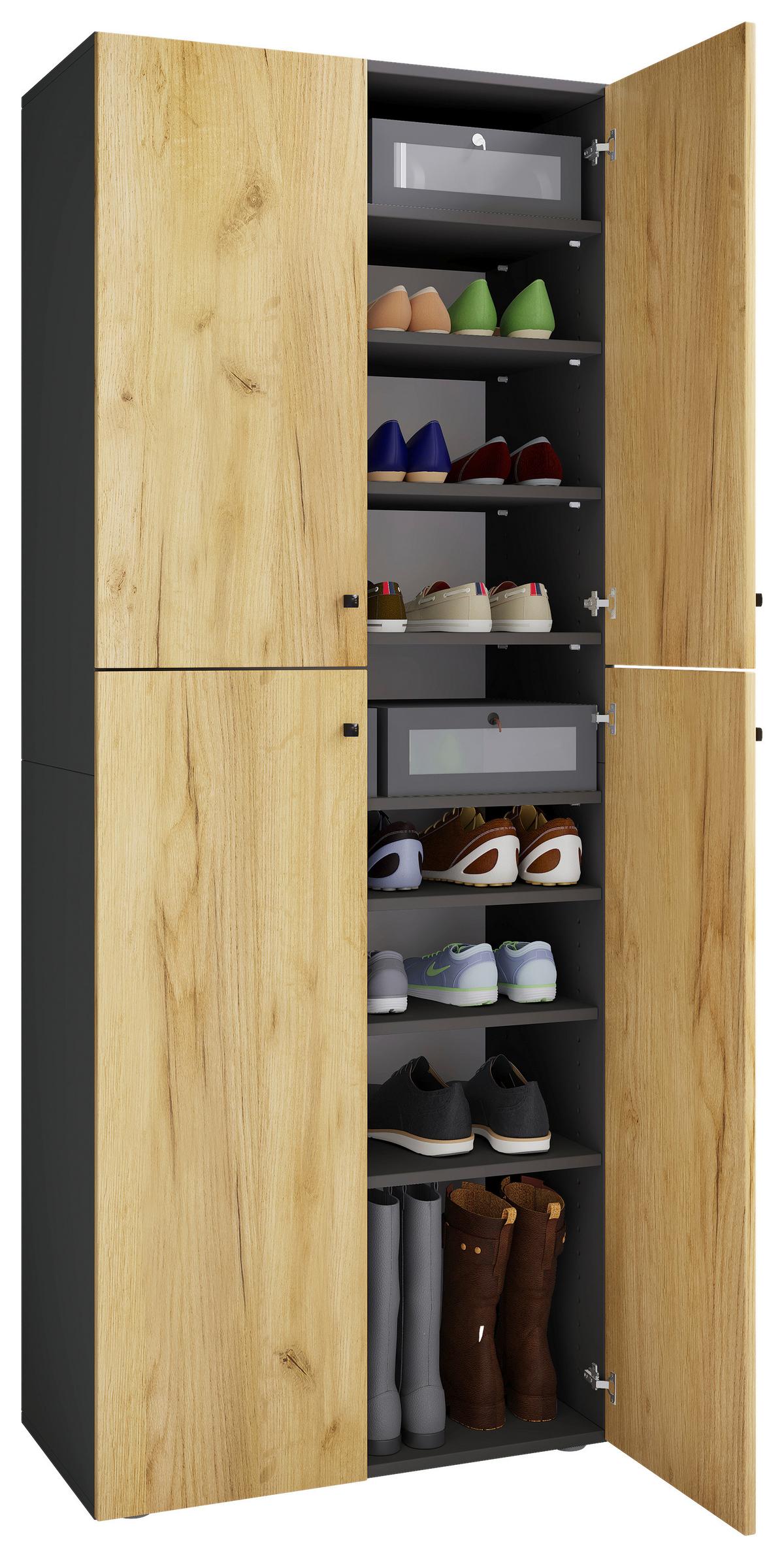 Drehtürenschrank 70cm Lona Anthrazit/Honigeiche - Honigeiche/Anthrazit, Design, Holzwerkstoff (70/182/39cm) - MID.YOU