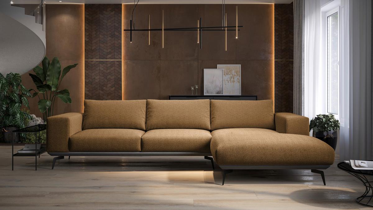 Ecksofa Albero - Rostfarben/Schwarz, Design, Holz/Textil (330/180cm) - MID.YOU
