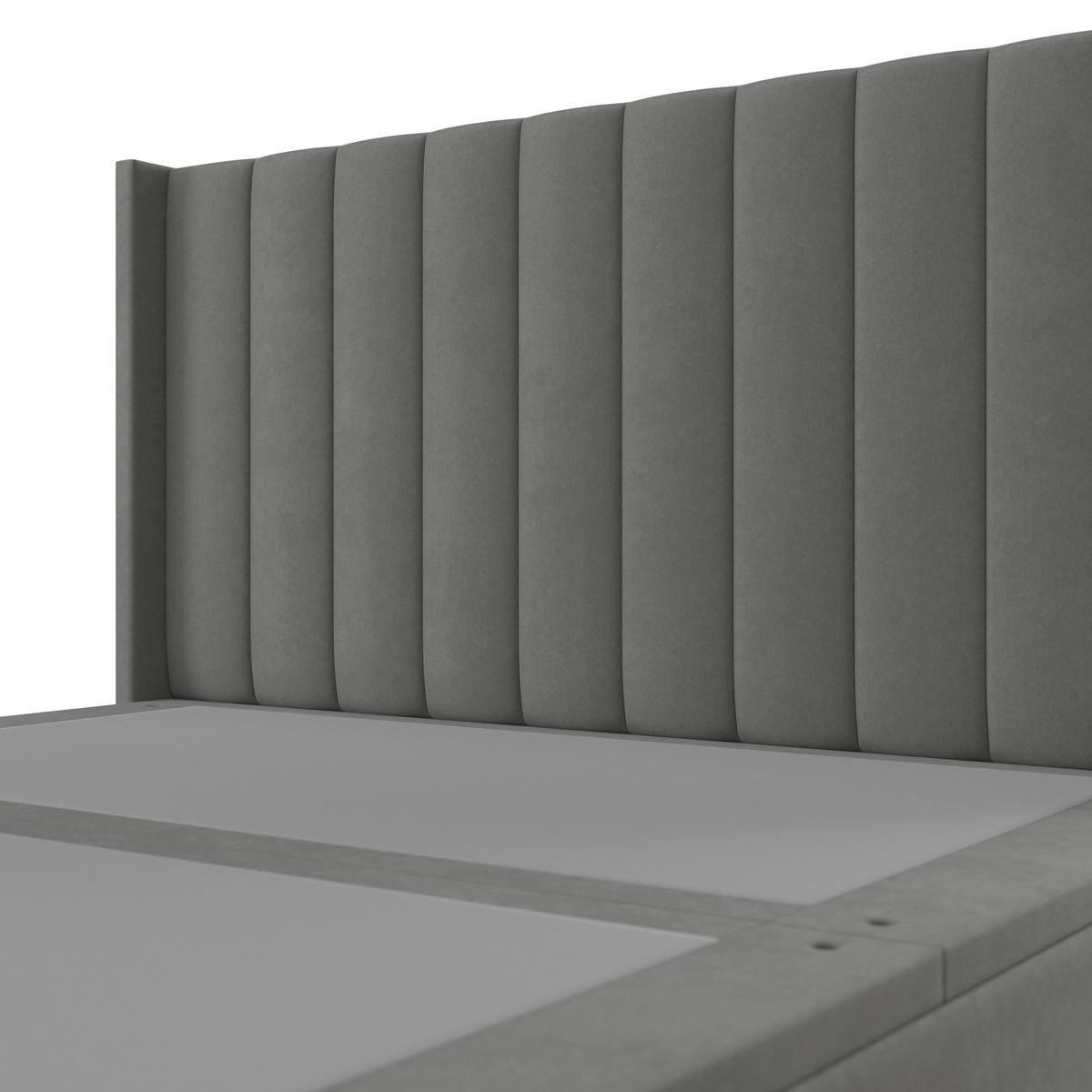 Čalúnená posteľ MAYA 180x200, sivá - sivá/tmavohnedá, Modern, kov/drevo (180/200cm) - Bessagi Home