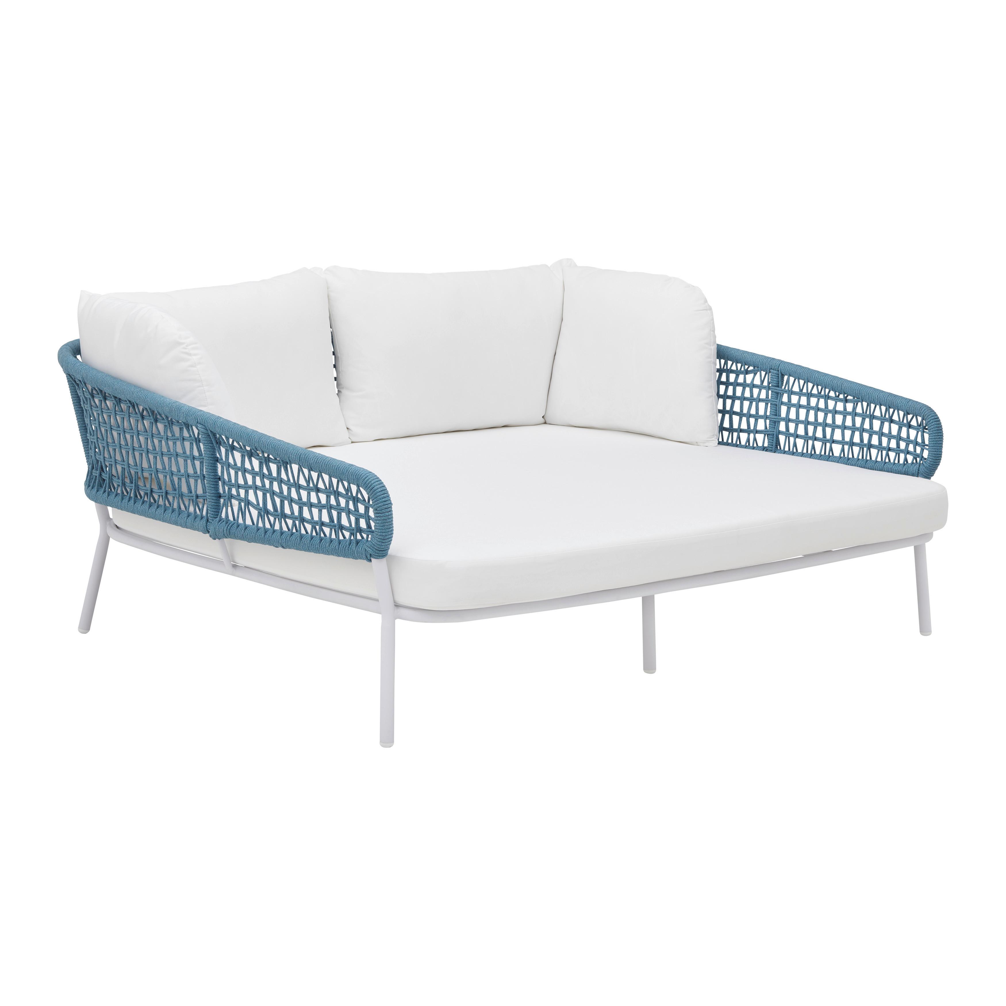 Relaxační ostrůvek AISA bílá/modrá - bílá/tyrkysová, Moderní, kov/textil (170/68/150cm) - Bessagi Garden