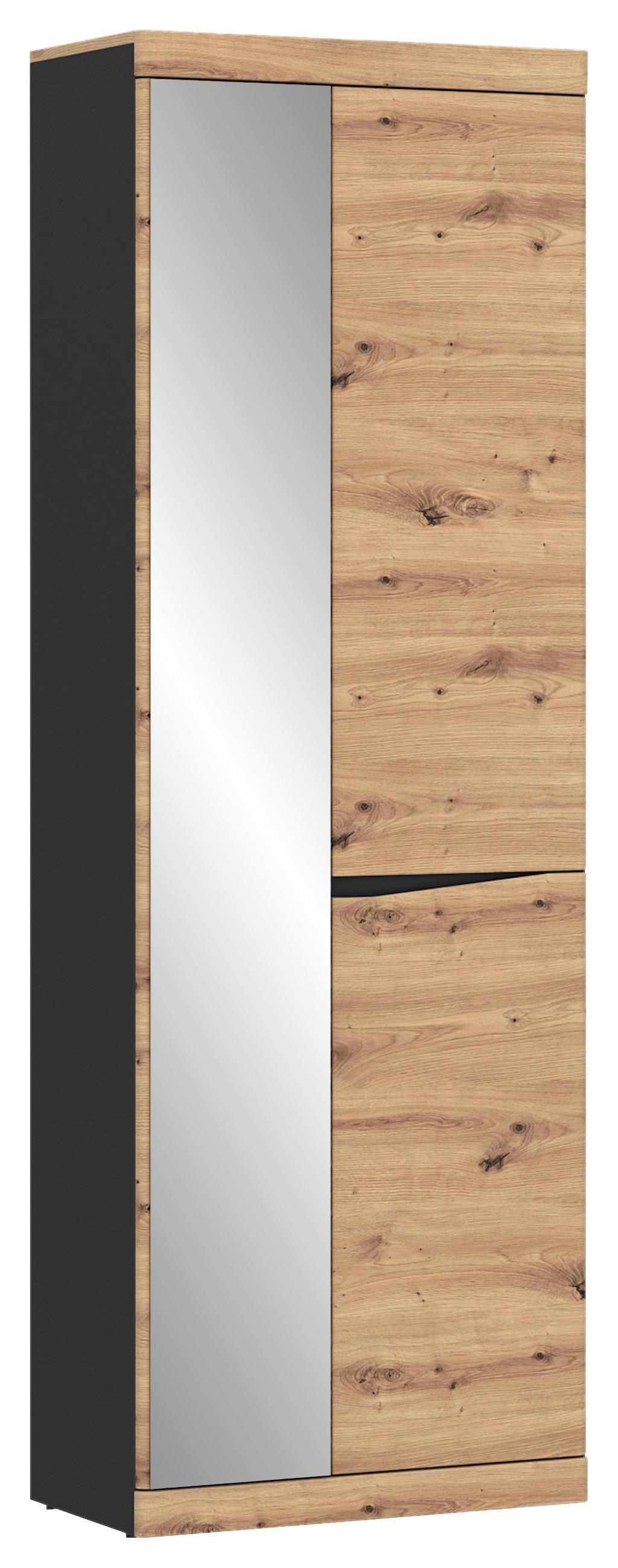 Garderobenschrank Turino Eiche Artisan Dekor B: 65 cm - Eichefarben/Anthrazit, MODERN, Holzwerkstoff (65/196,5/40cm)