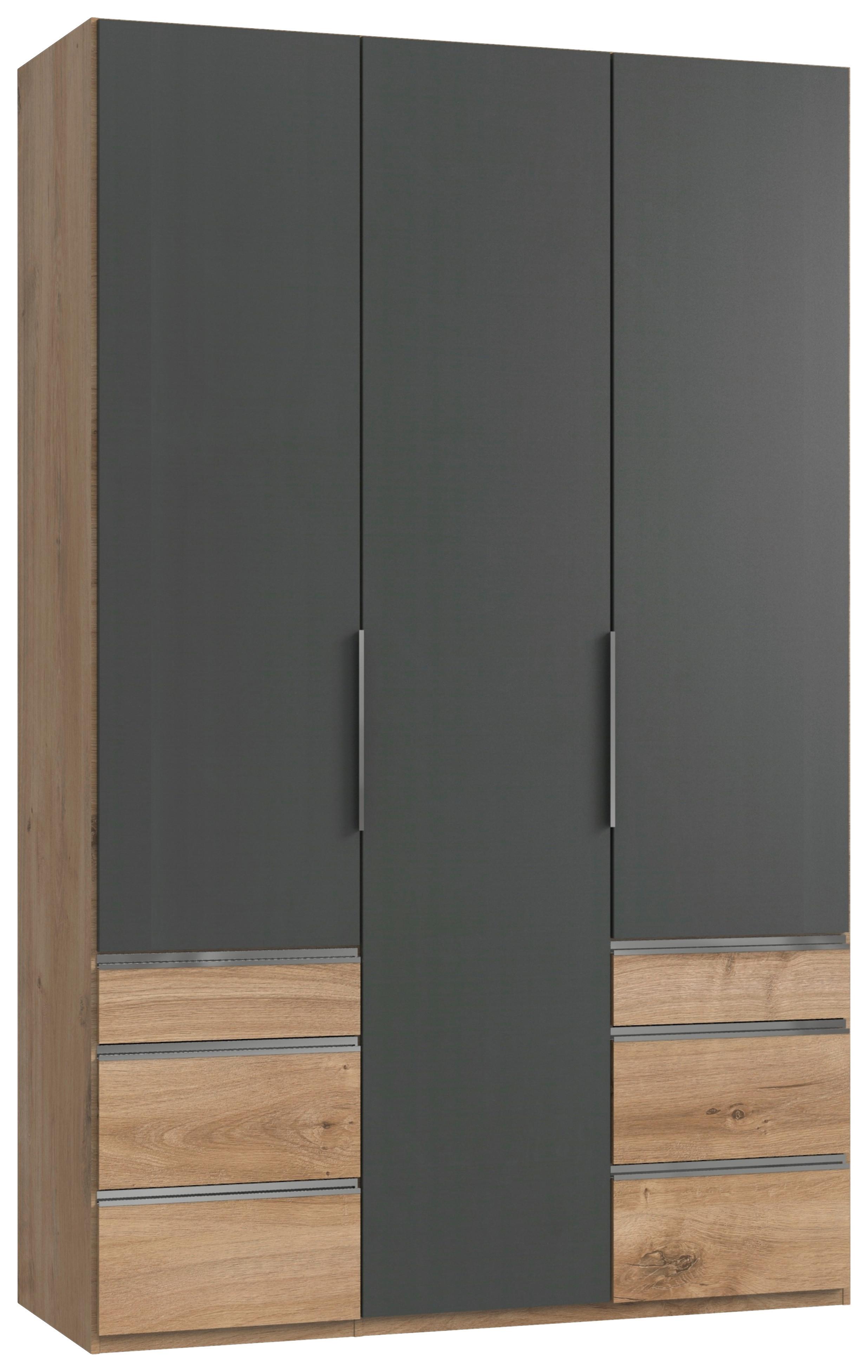 Drehtürenschrank mit Laden, B: 150 cm Eiche Dekor/Graphitfarben