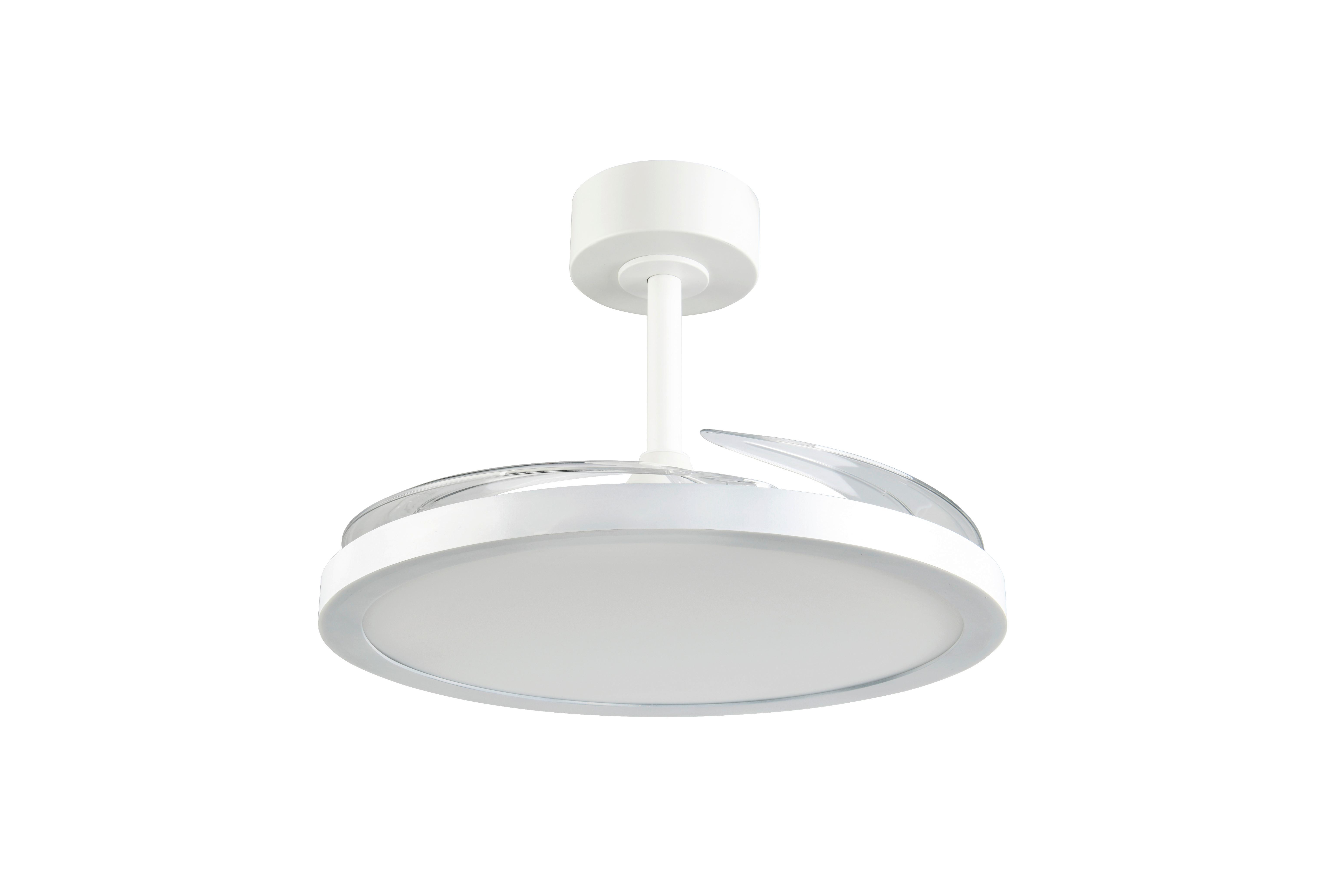 Deckenventilator Kasfjord Weiß Transparent D: 107 Cm - Transparent/Weiß, KONVENTIONELL, Kunststoff/Metall (107/35cm)