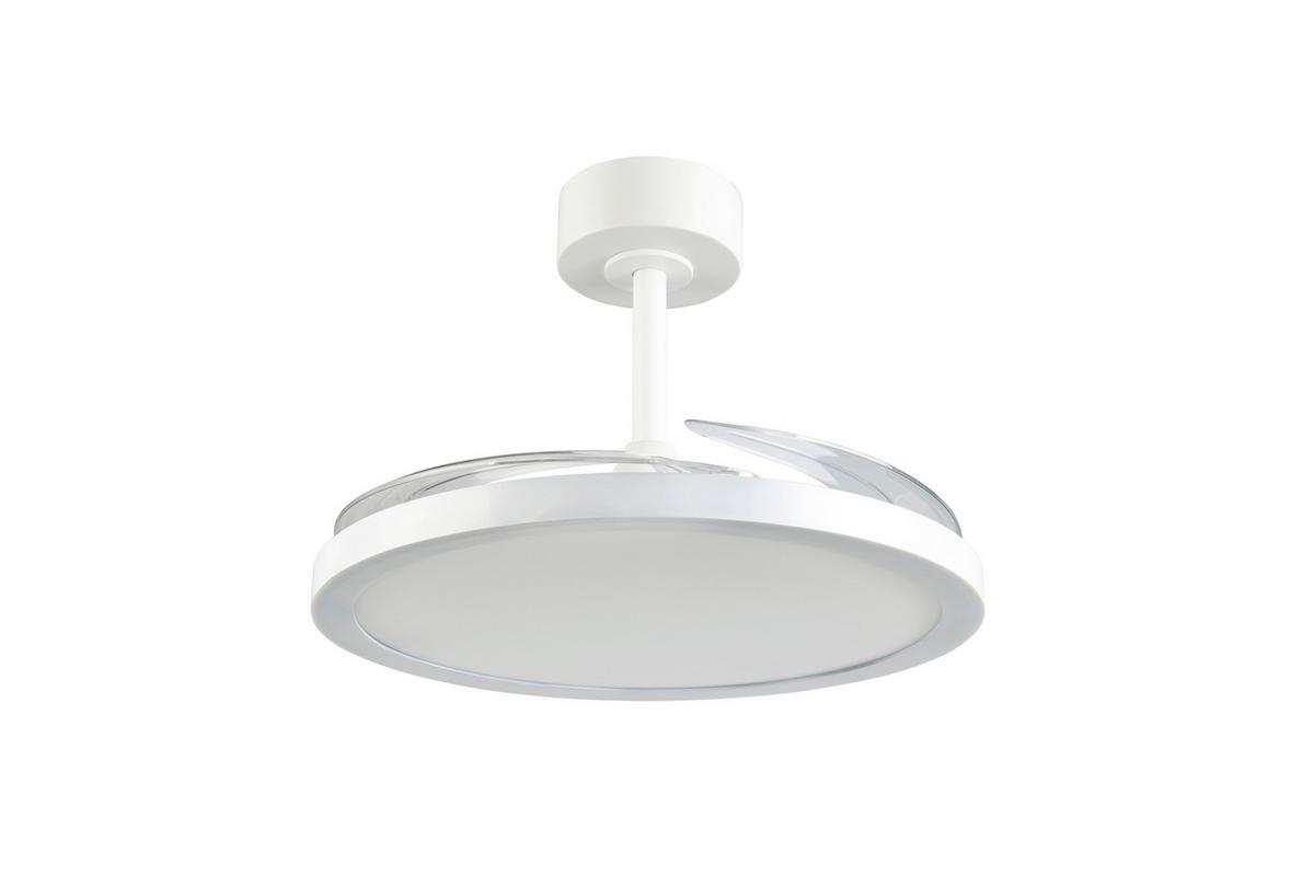 Deckenventilator Kasfjord Weiß Transparent D: 107 cm - Transparent/Weiß, KONVENTIONELL, Kunststoff/Metall (107/35cm)