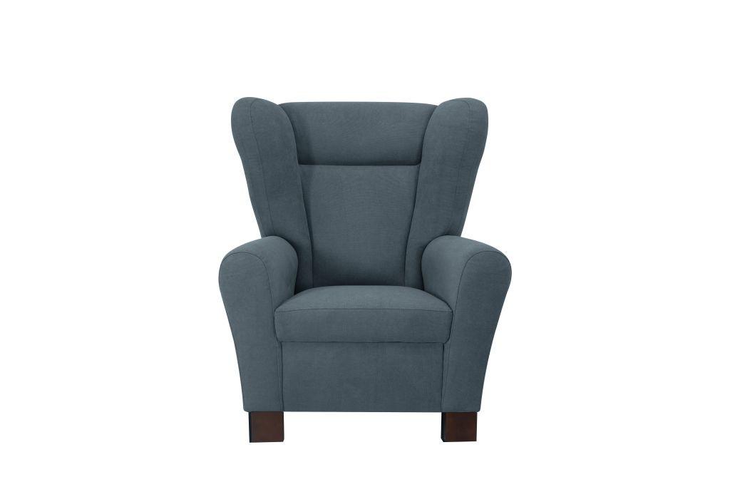 Křeslo ušák CHANDLER, petrolejová - petrolej/hnědá, Design, dřevo/kompozitní dřevo (95/109/97cm) - Ondega