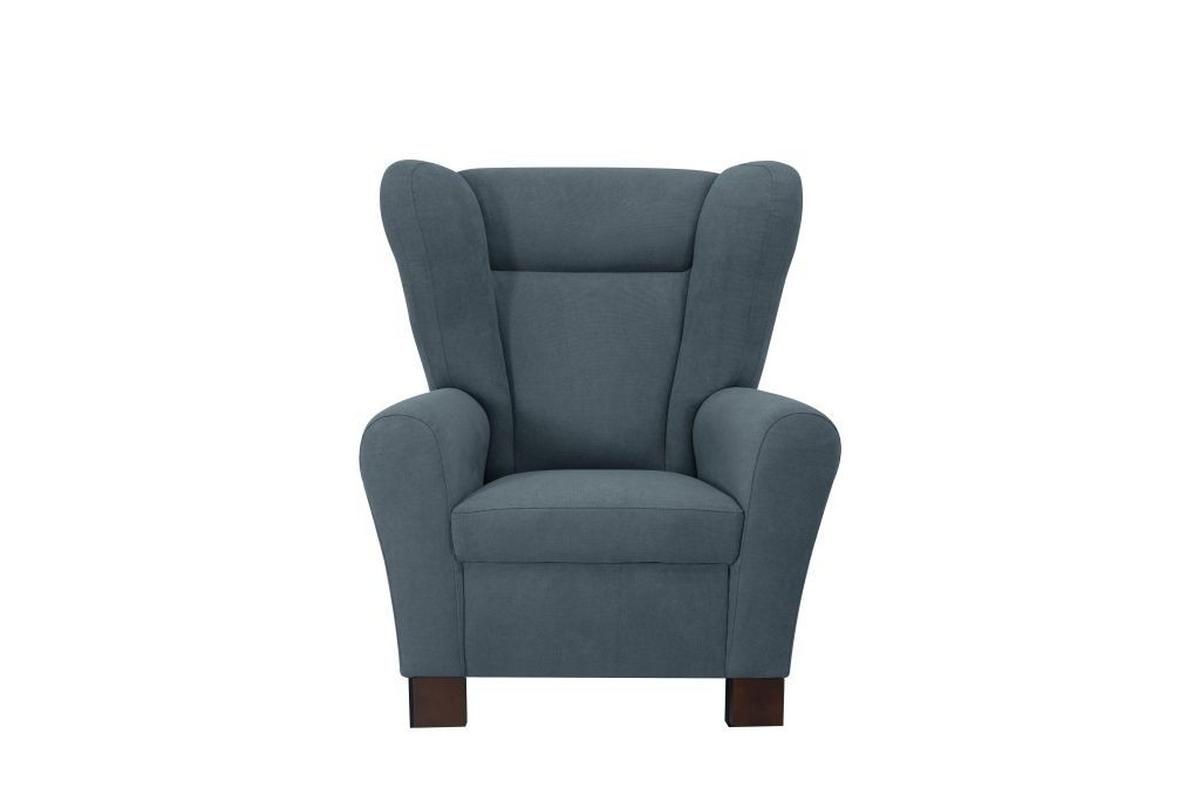 Křeslo ušák CHANDLER, petrolejová - petrolej/hnědá, Design, dřevo/kompozitní dřevo (95/109/97cm) - Ondega