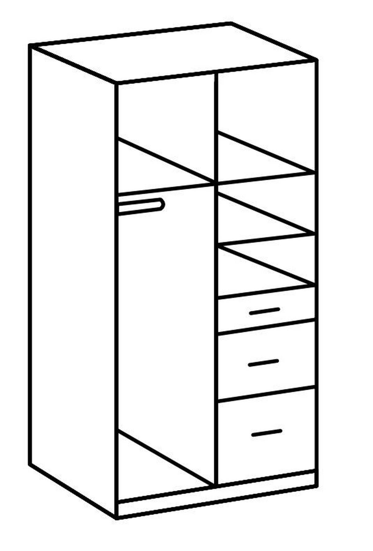 Drehtürenschrank Mit Laden 90cm Click, Weiß/graphit - Graphitfarben/Weiß, Design, Holz/Holzwerkstoff (90/199/58cm) - MID.YOU