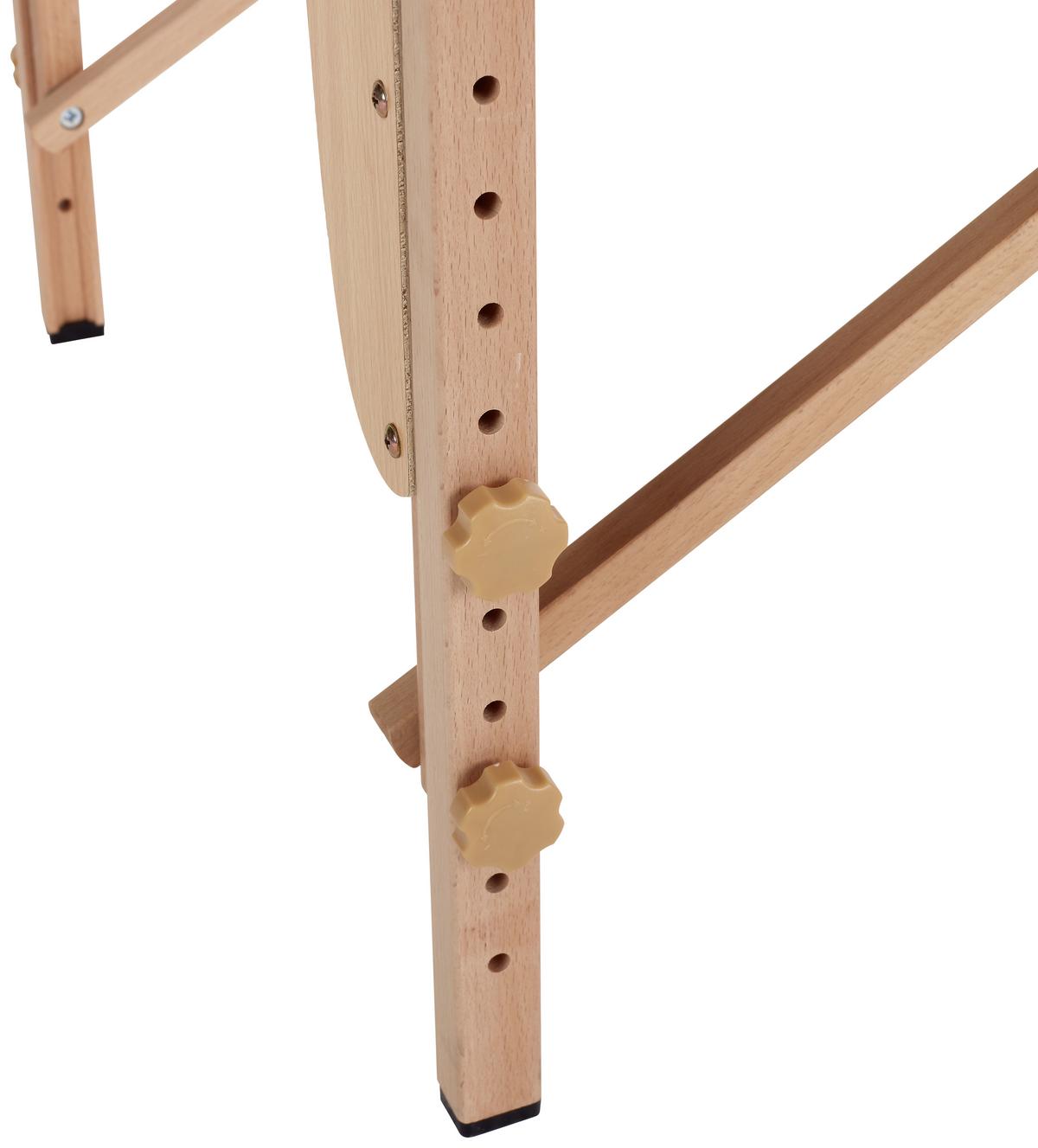 Massageliege Wooden Weiß Holzgestell, Höhenverstellbar - Beige/Buchefarben, MODERN, Holz/Holzwerkstoff (185/70/62-85cm) - Ondega