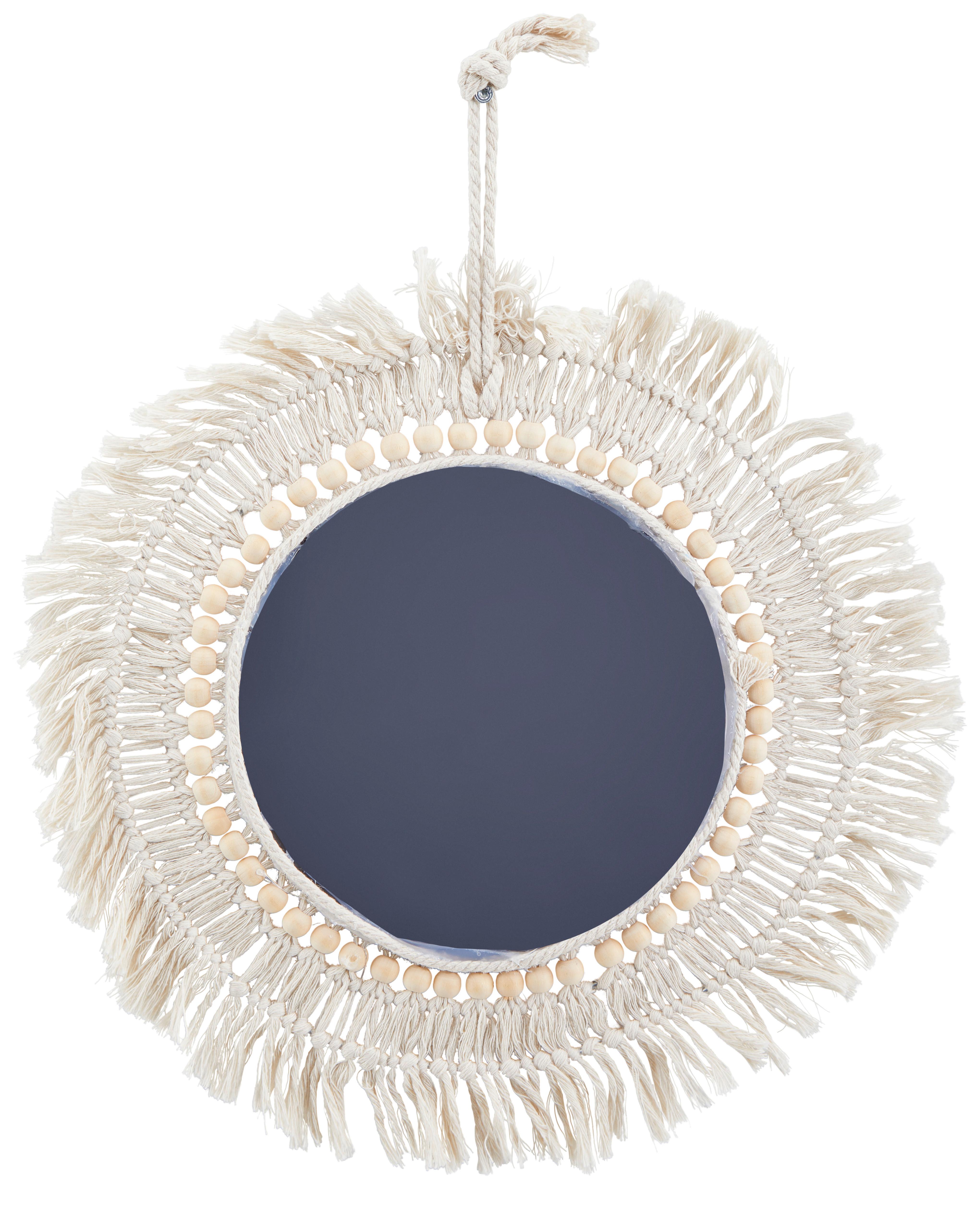 Wandspiegel Stine - Weiß, MODERN, Glas/Textil (37cm) - Luca Bessoni