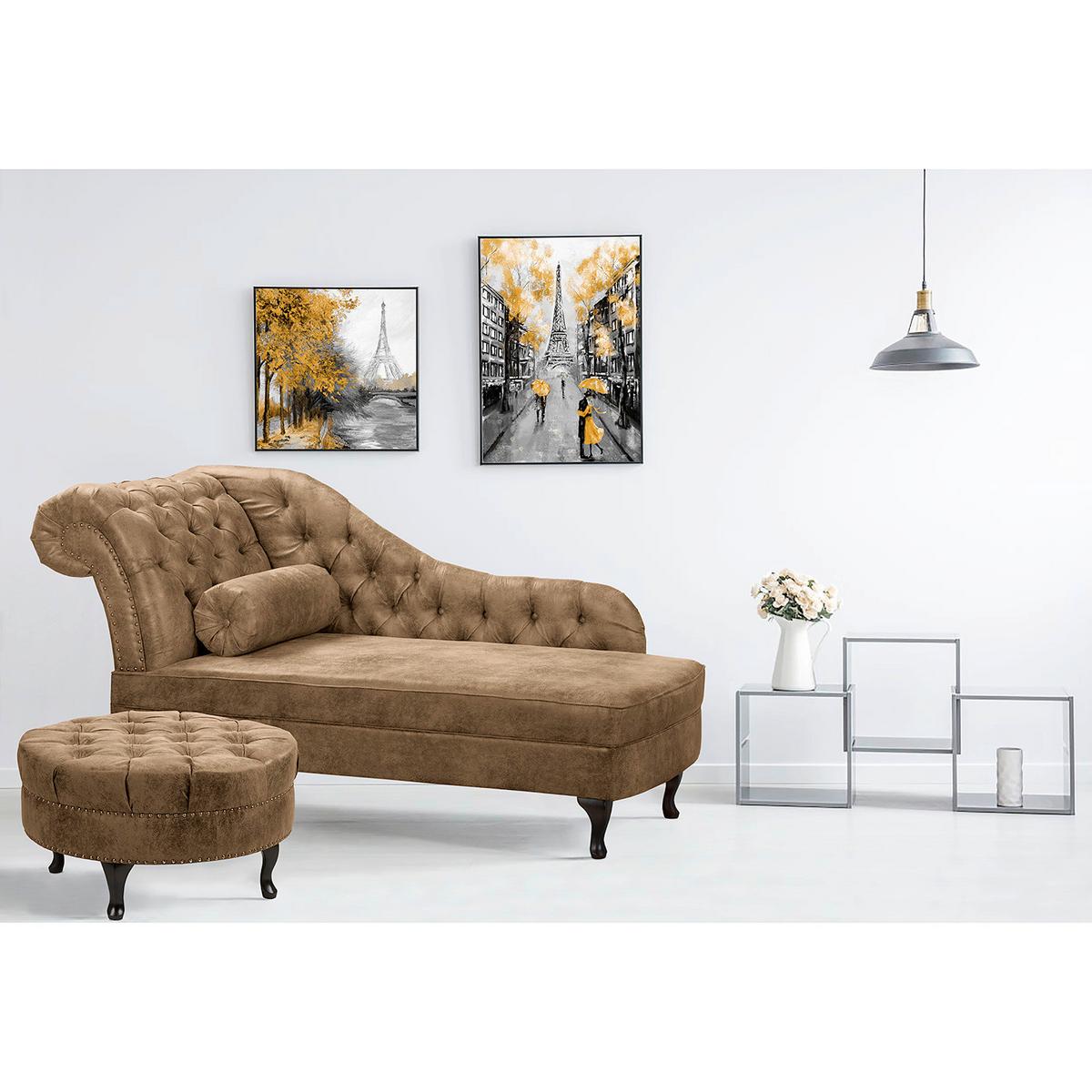 Récamiere Pako Braun B: 185cm - Braun, Design, Textil (185/93/75cm) - Livetastic