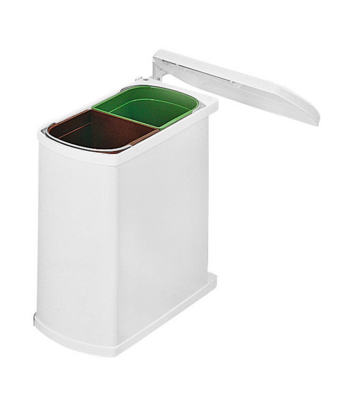 Abfalllsammler 2x8l BxHxT 38,9 X41,2x20 cm - Weiß, Basics, Kunststoff/Metall (38,9/41,2/20,3cm) - HKT