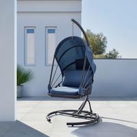 Závesné kreslo ILVA BLU modrá - modrá/tmavosivá, Modern, kov/textil (100/189/123cm) - Bessagi Garden