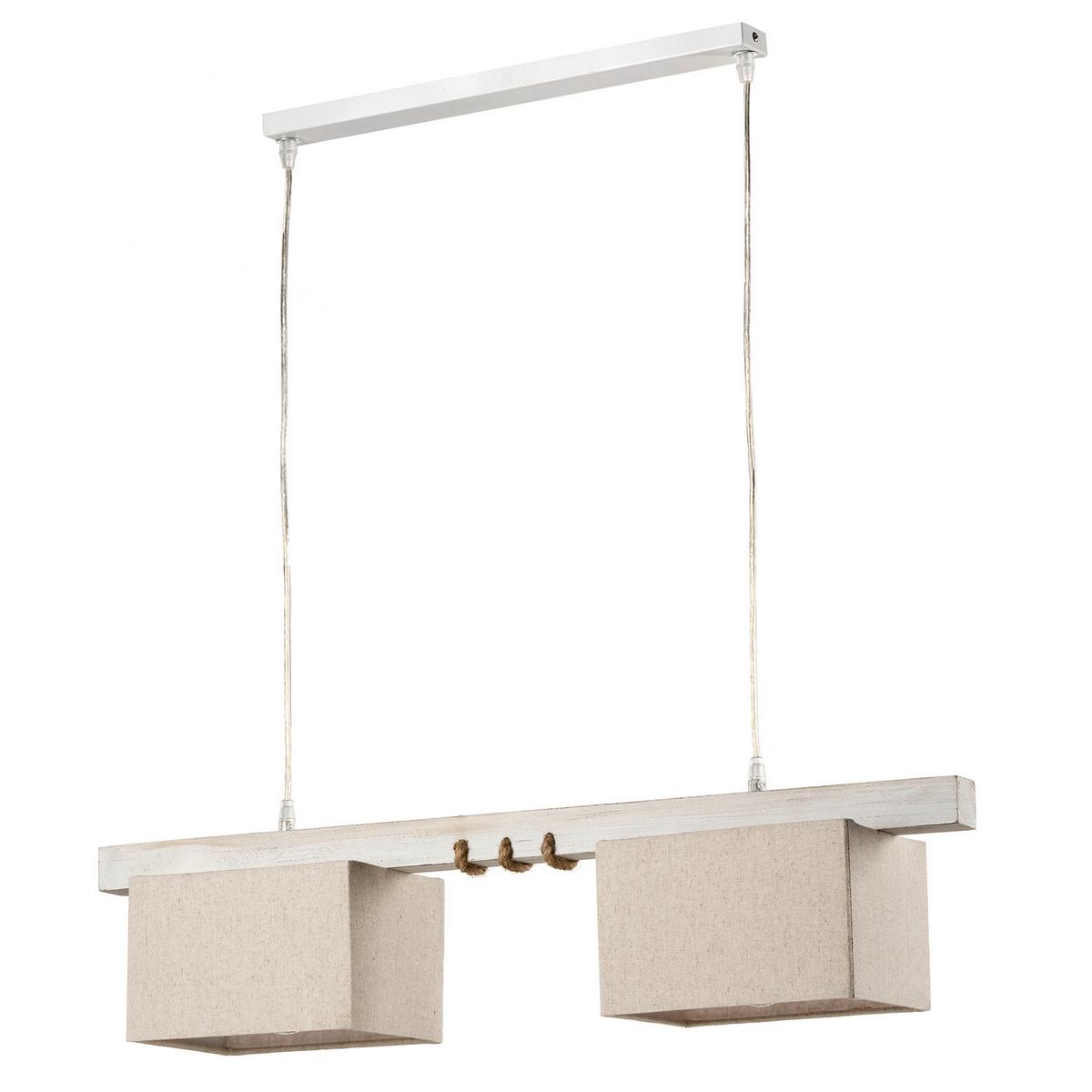 Hängeleuchte 5037/2 - Beige, Natur, Holz/Textil (80/15/100cm)