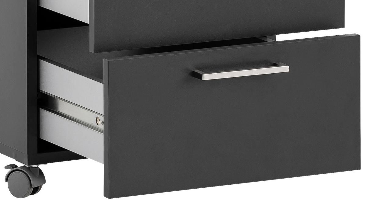 Rollcontainer Serie 1500 Anthrazit BxHxT:41,2x60,1x49,6cm - Anthrazit, KONVENTIONELL, Holzwerkstoff (41,2/60,1/49,6cm) - MID.YOU
