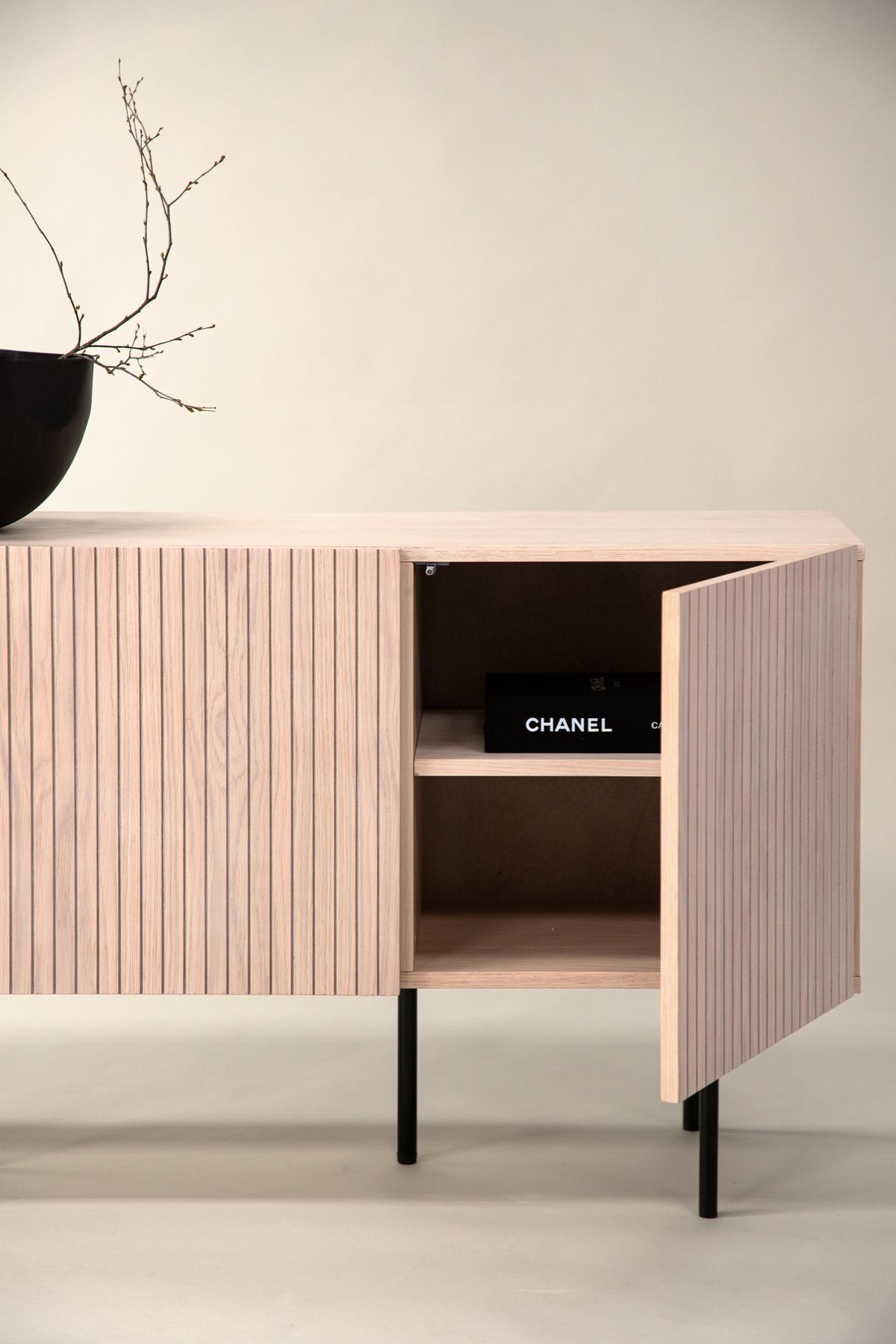 Sideboard Björkön - Schwarz/Weiß, Design, Holz/Metall (150/75/42cm) - Livetastic
