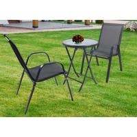Balkonset Sonlas L 3-teilig Anthrazit - Anthrazit, MODERN, Glas/Metall - Gardenson