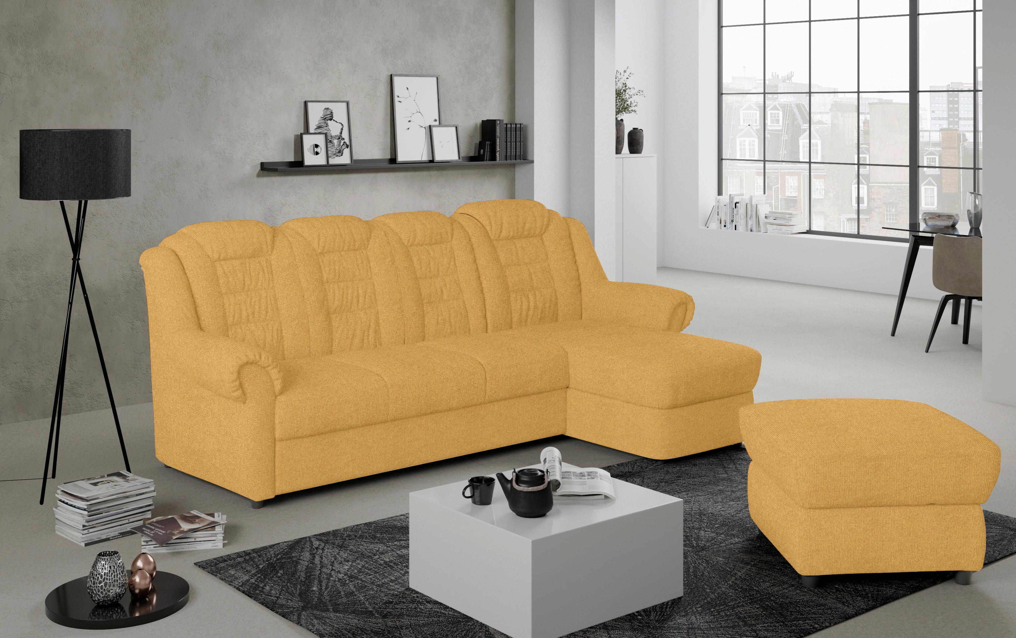 Ecksofa Boston Gelb Chenille - Gelb/Schwarz, KONVENTIONELL, Textil (262/165cm) - Livetastic