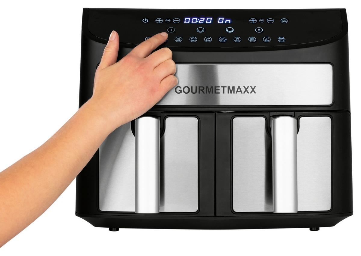 Heißluftfritteuse Zweikammernmodell - Silberfarben/Schwarz, LIFESTYLE, Kunststoff/Metall (39/36/31cm)